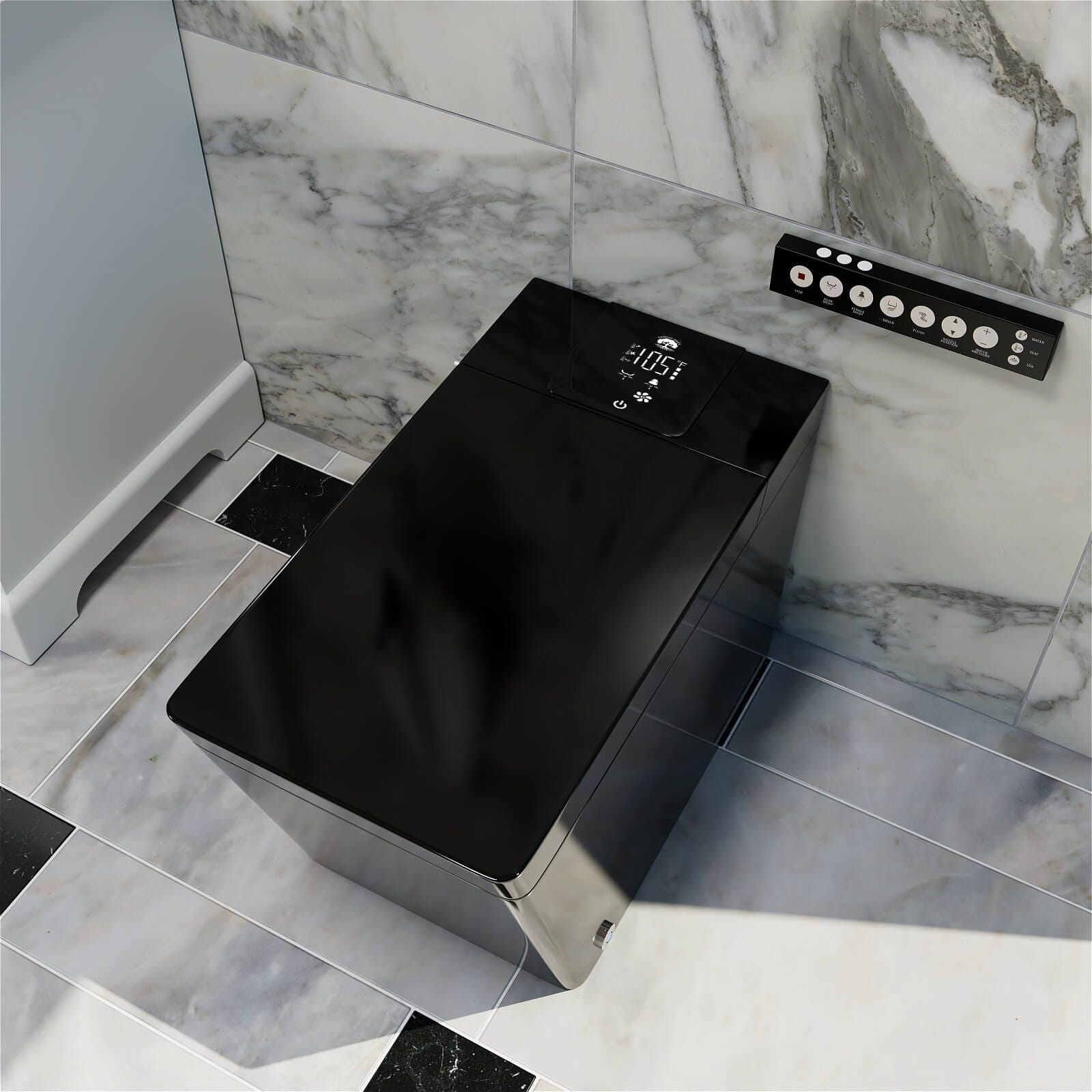 Giving Tree Smart Square One-Piece Floor Toilet with Remote Control and Automatic Cover