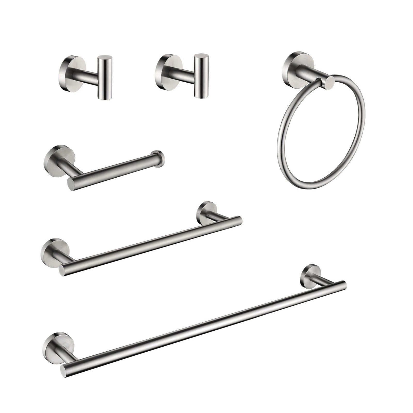 Giving Tree 6-Piece Wall-Mounted Stainless Steel Bathroom Towel Rack Set Nickel