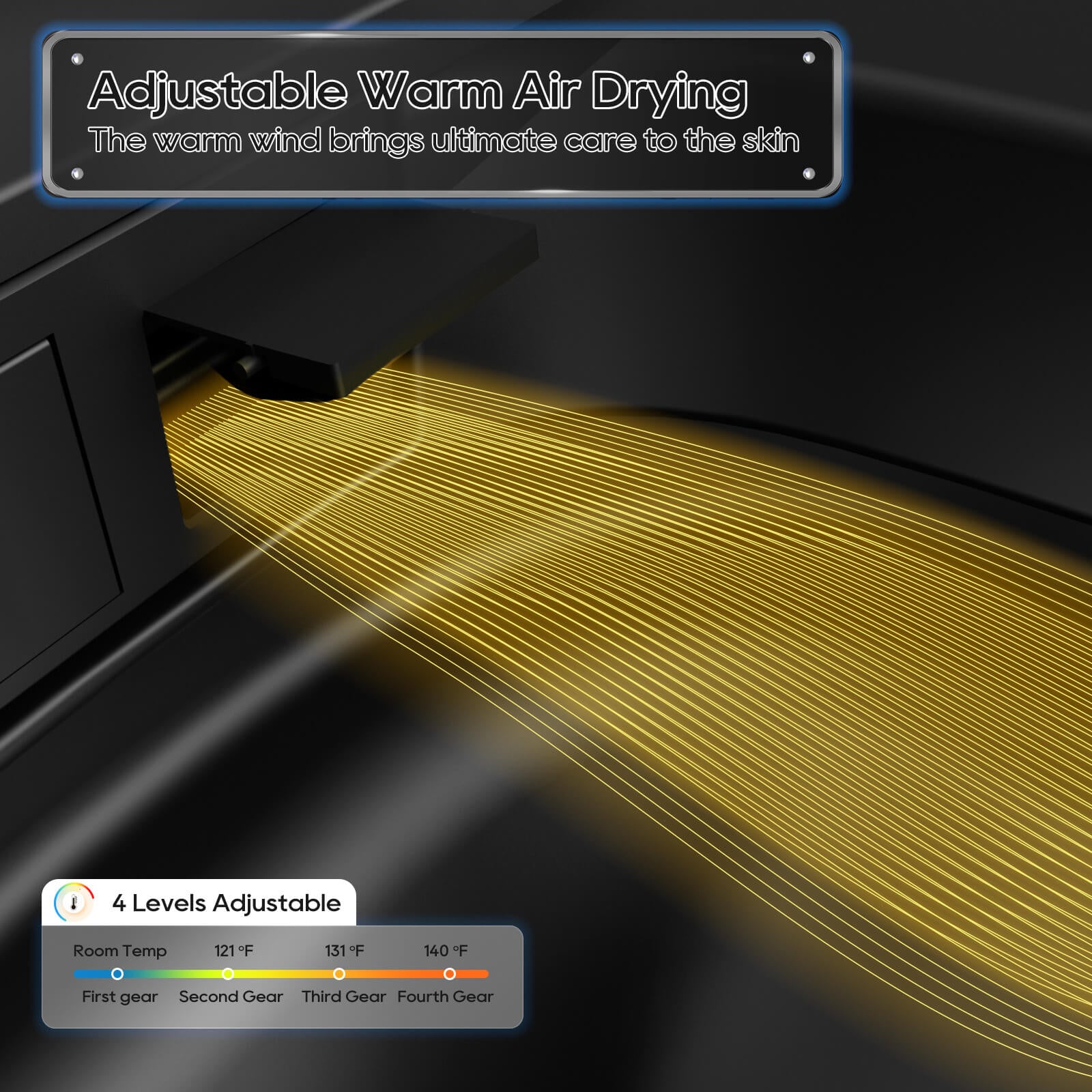 Giving Tree Floor Square Black Smart Toilet with warm air drying