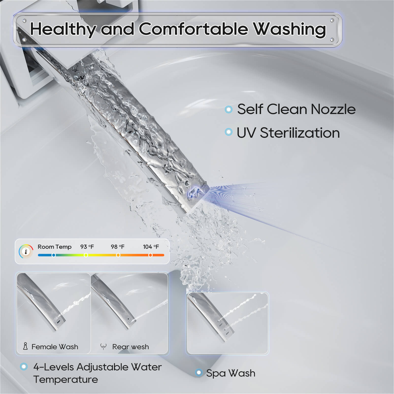 Giving Tree Floor Square White Smart Toilet with Bidet