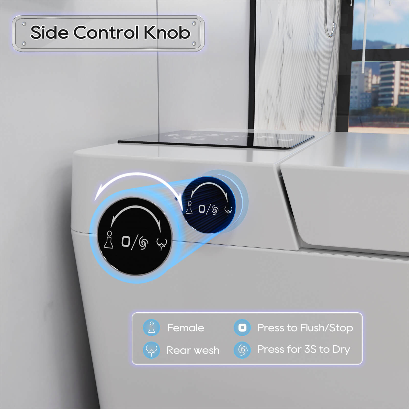 Giving Tree Floor Square White Smart Toilet with Side Control Knob