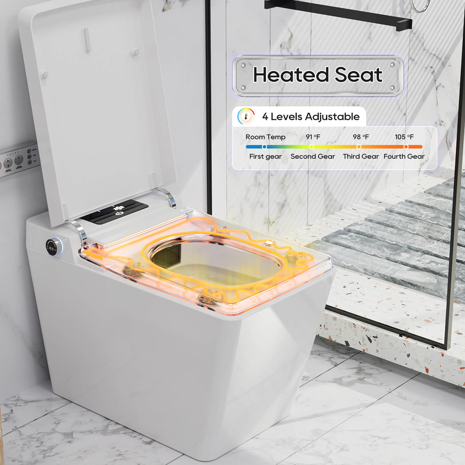 Giving Tree Floor Square White Smart bidet Toilet with heated seat