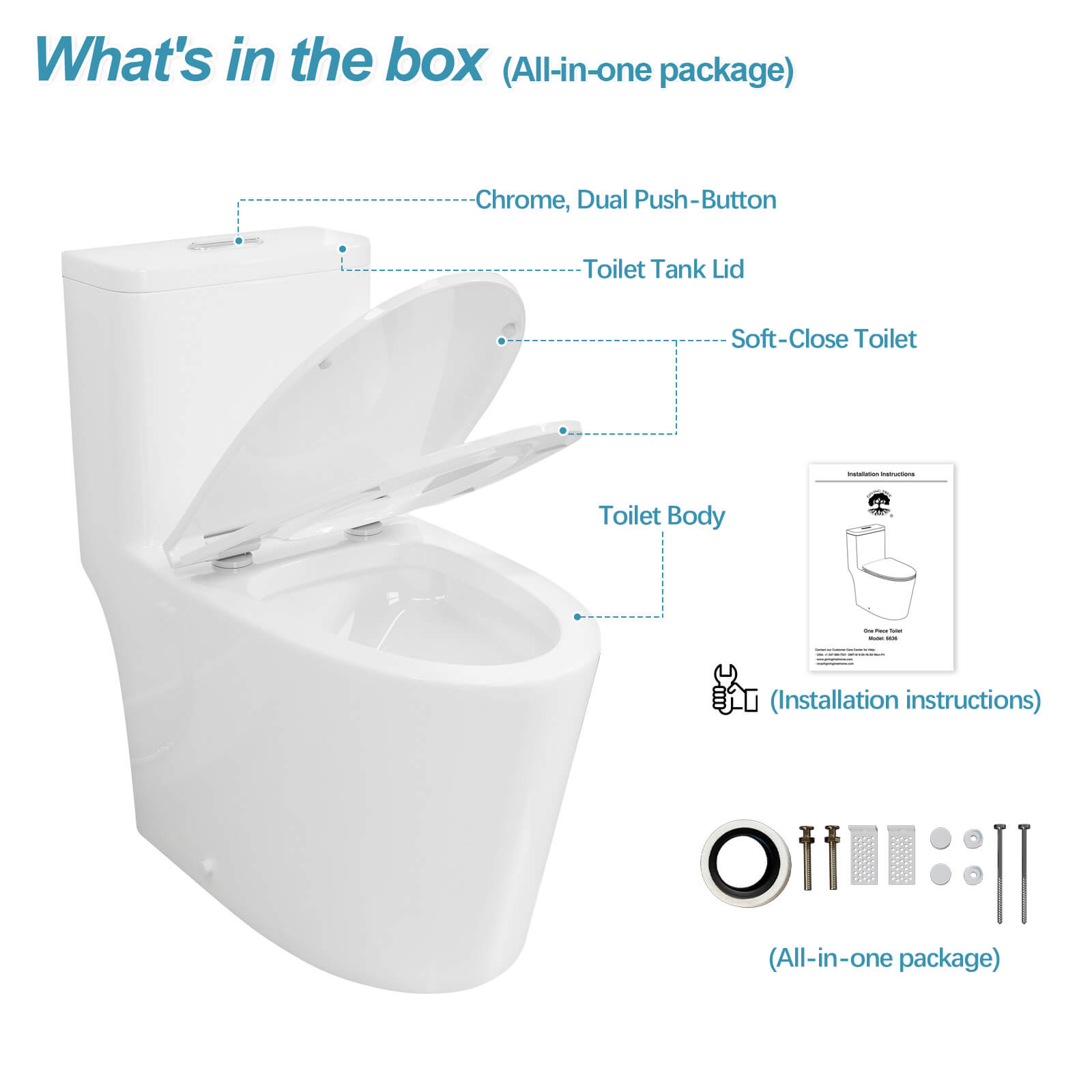 Giving Tree One-Piece Floor Mount Toilet with Seat