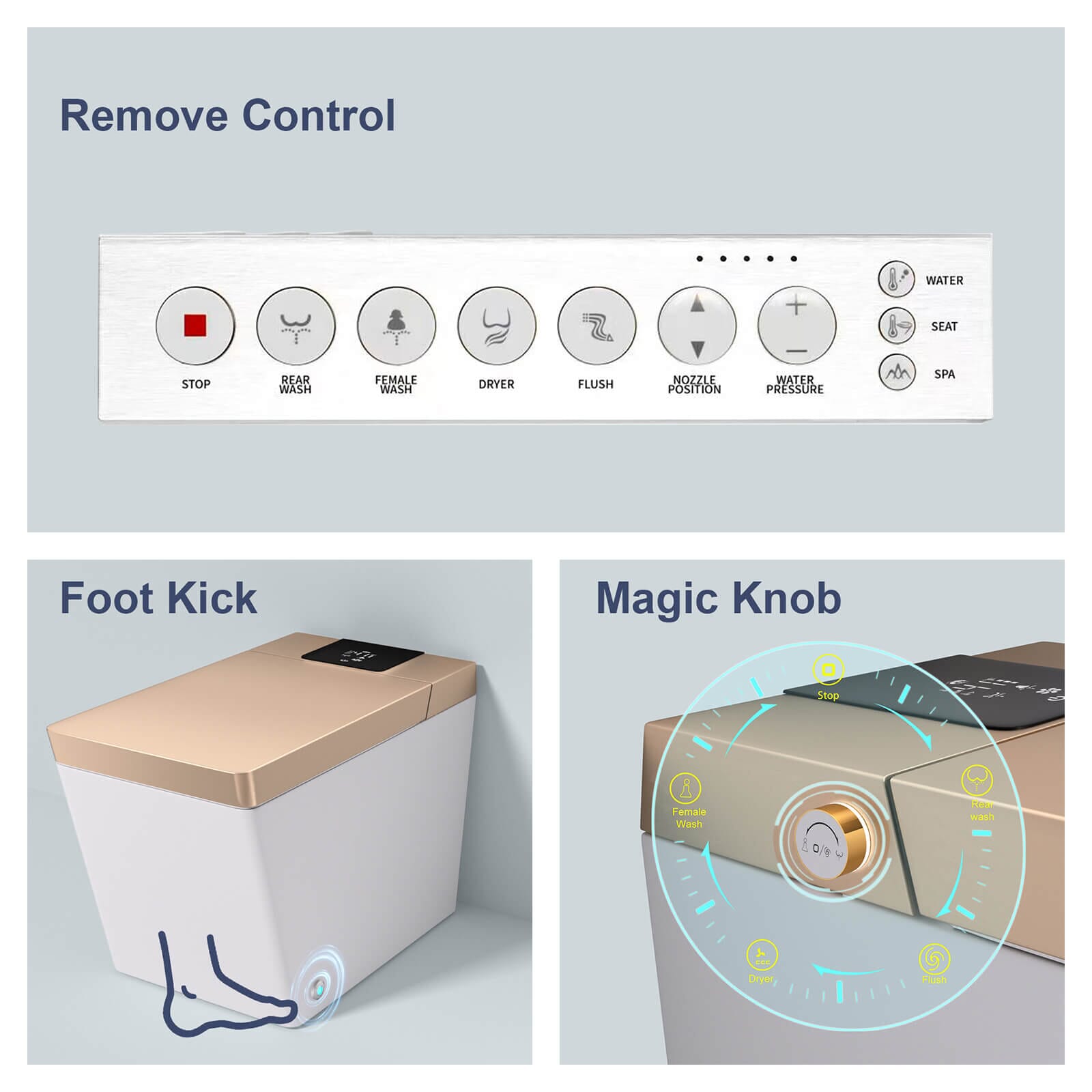 Giving Tree Smart Square One-Piece Floor Toilet with Remote Control and Automatic Cover