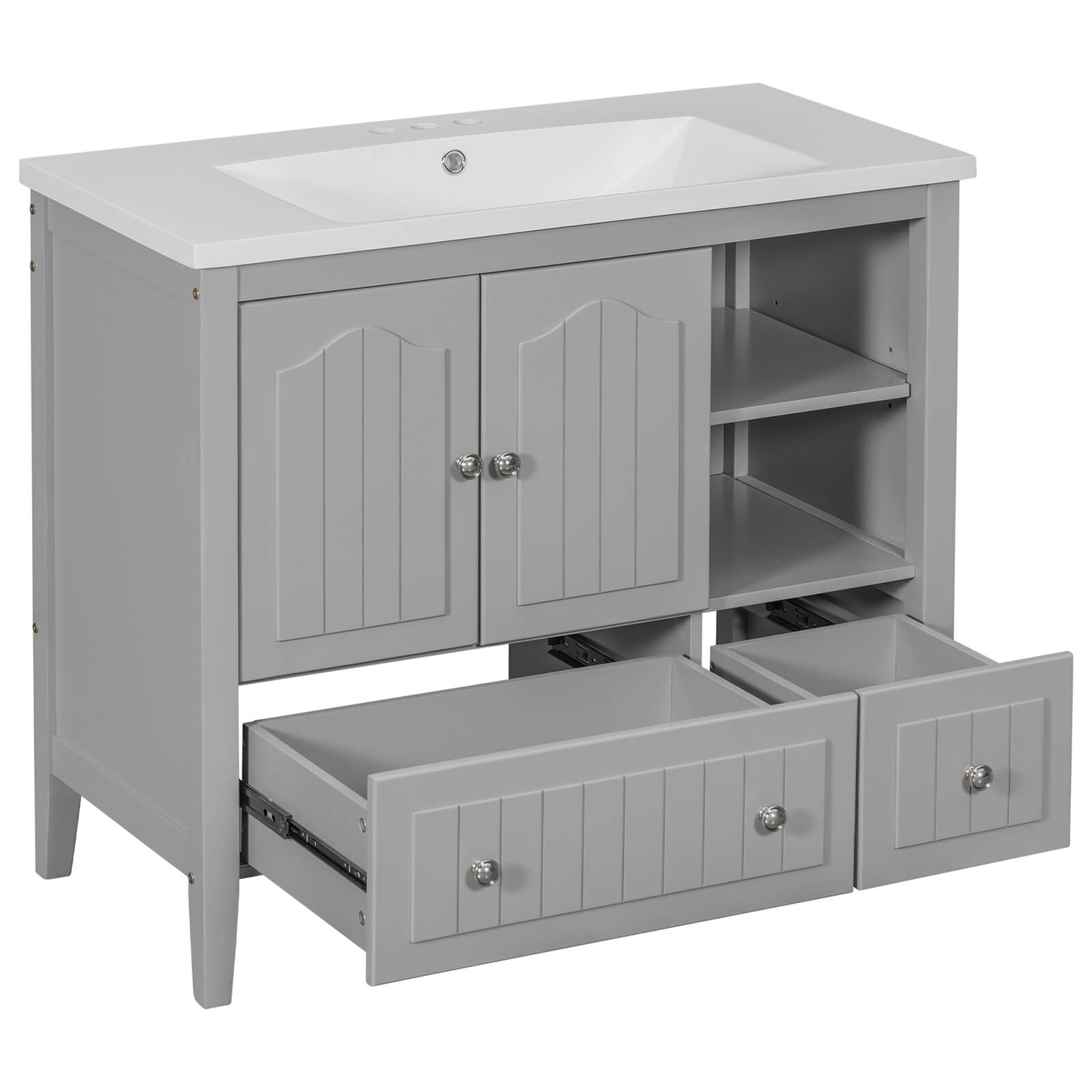 36" Gray Bathroom Vanity with Ceramic Sink