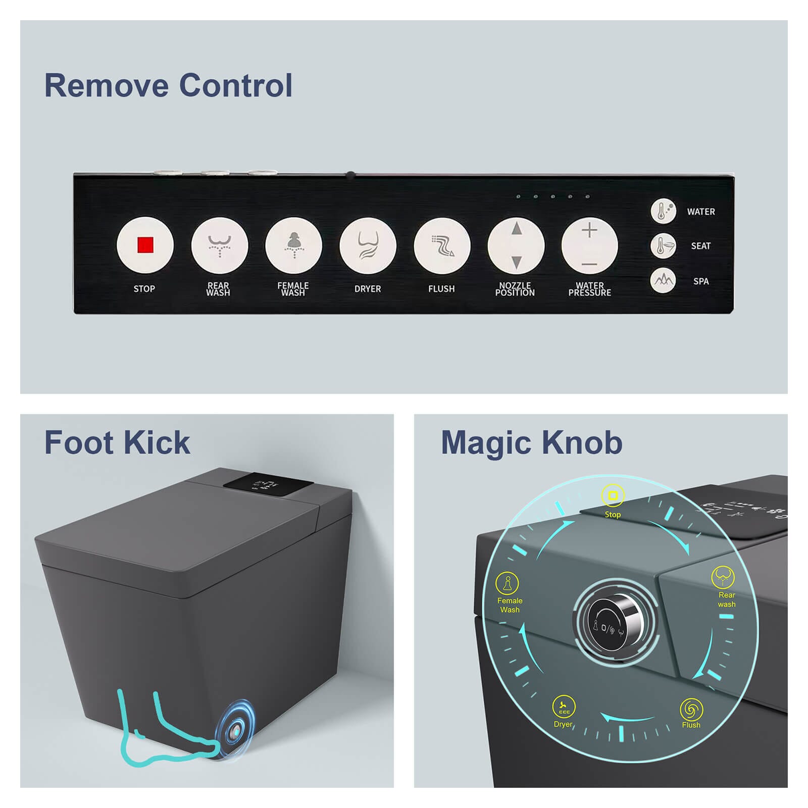 Giving Tree Smart Square One-Piece Floor Toilet with Remote Control and Automatic Cover
