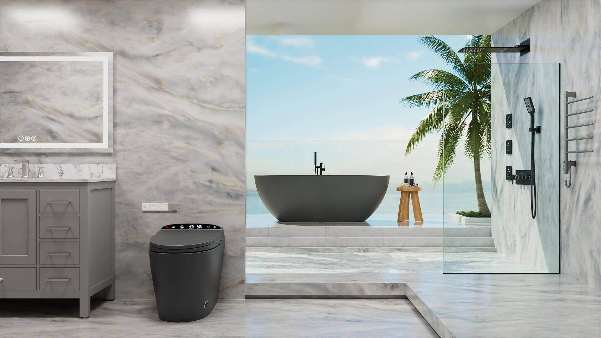 Gray bathroom furniture set combination