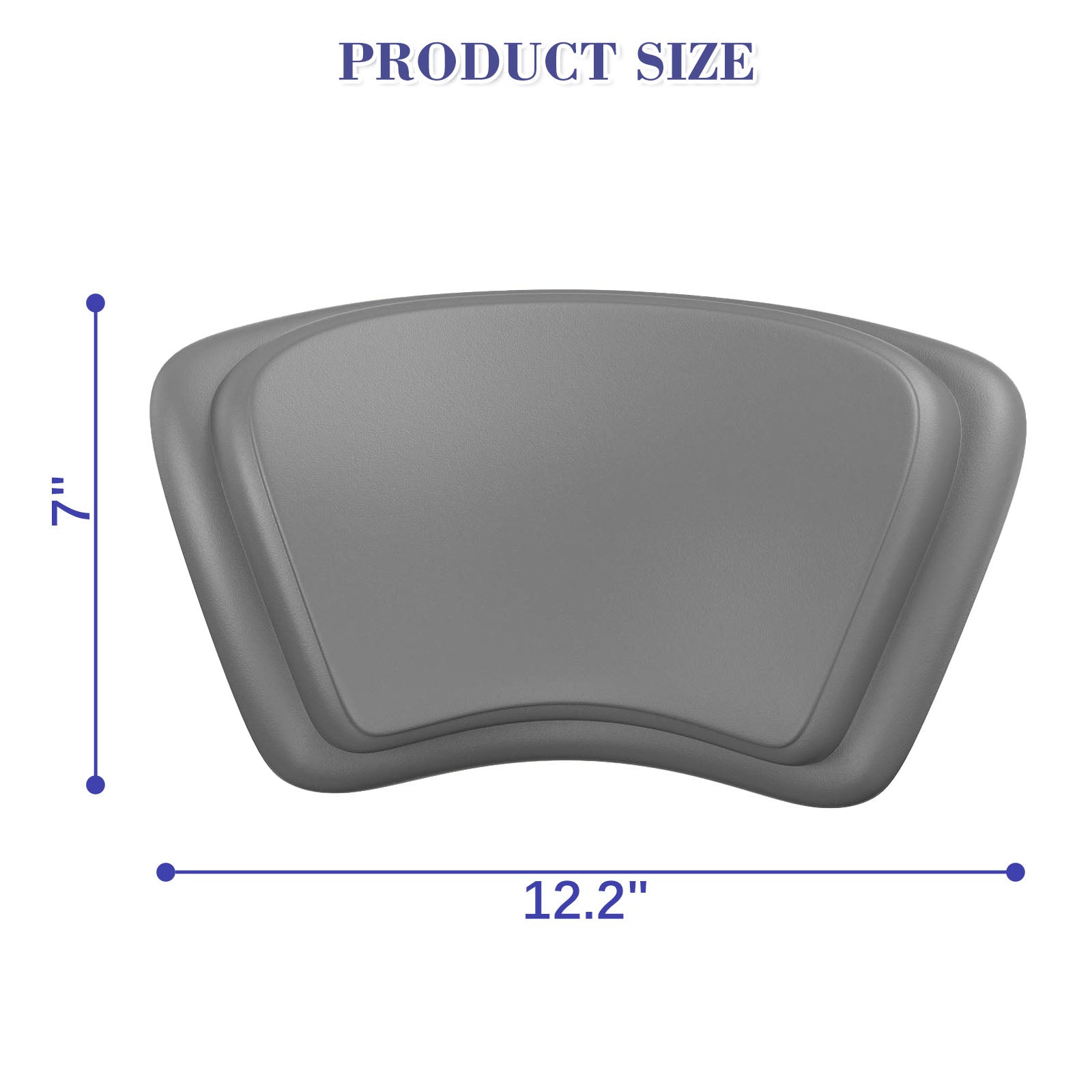Gray bathtub pillow size diagram