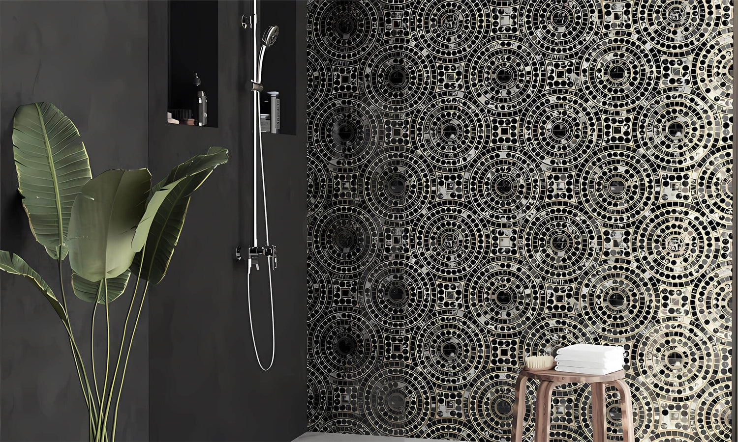 Grey ceramic tile decoration design with spiral decoration