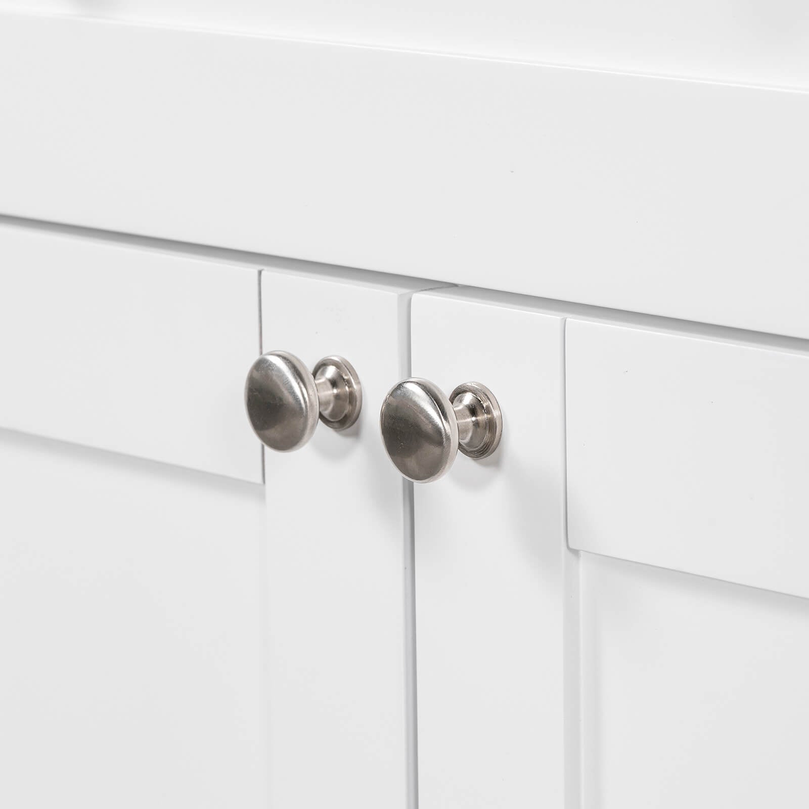 Handle diagram for 30 inch white bathroom vanity with soft close door