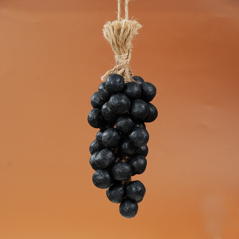 Handmade black grape soap beads on jute string for bathroom decor