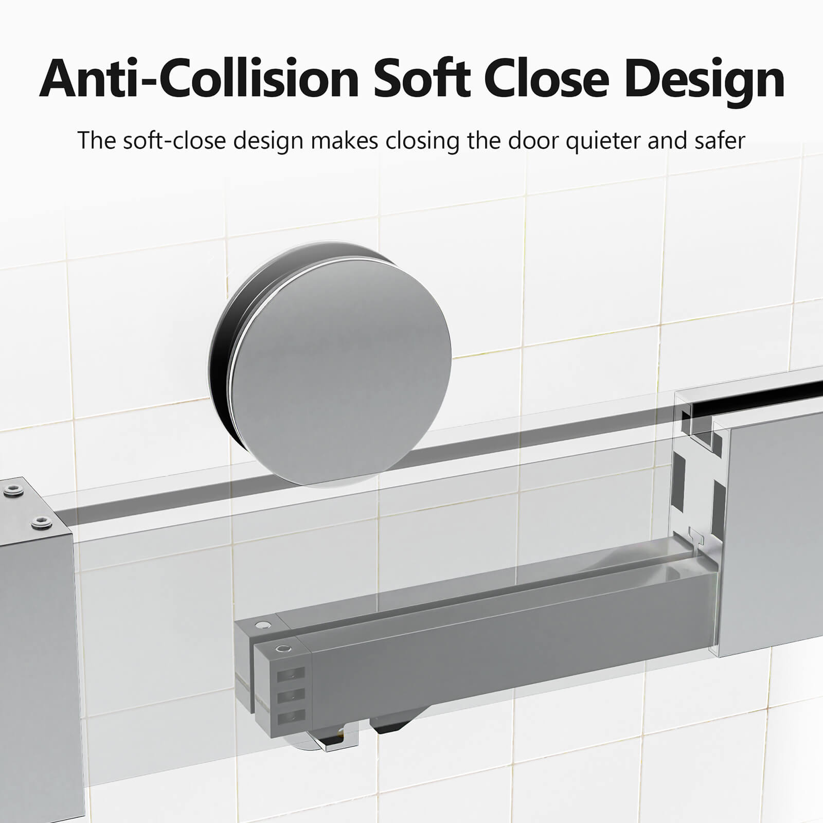 High end chrome soft close shower door with silent operation