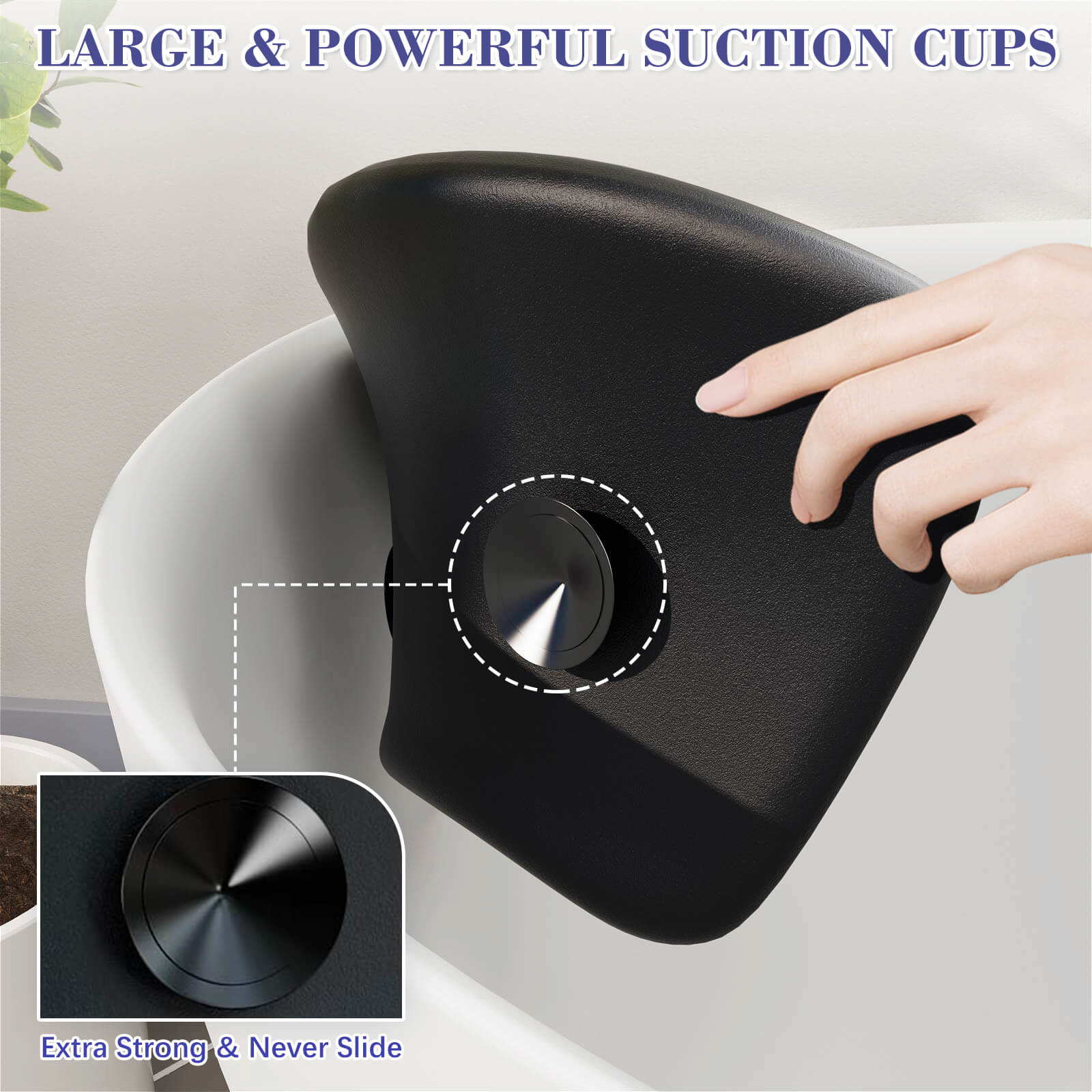High quality polyurethane bath pillow with strong suction cups