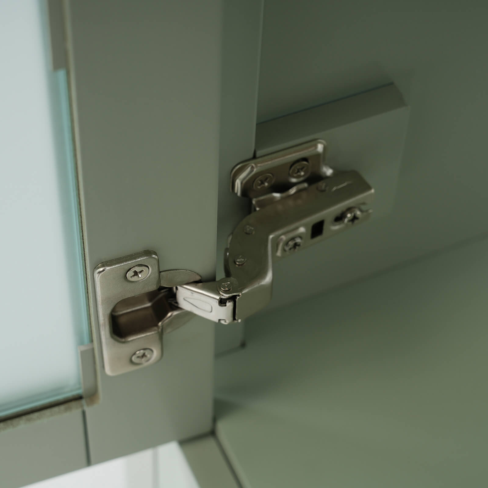 Hinge diagram for a 20 inch green dresser with frosted glass door