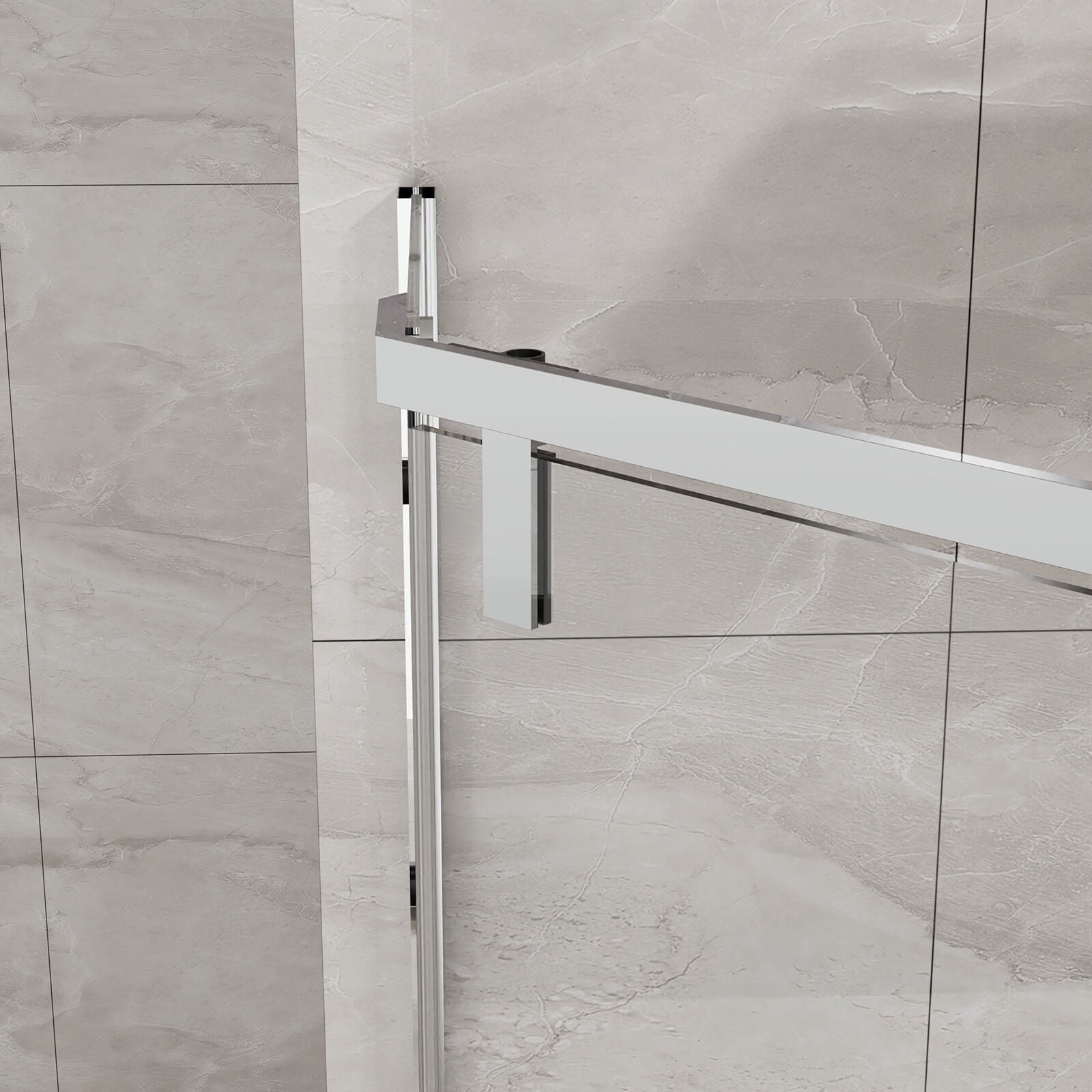 Industrial style corner shower with stainless steel handle and hinges