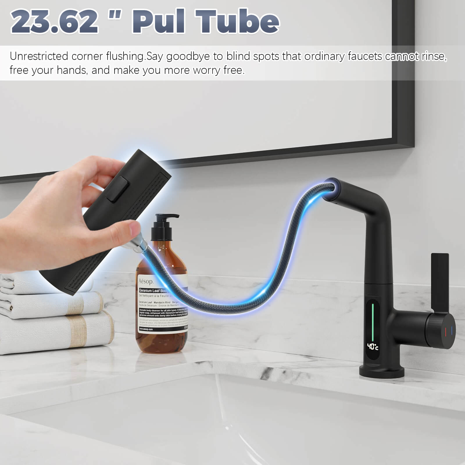 Instructions for pull out Lavatory faucet with temperature display