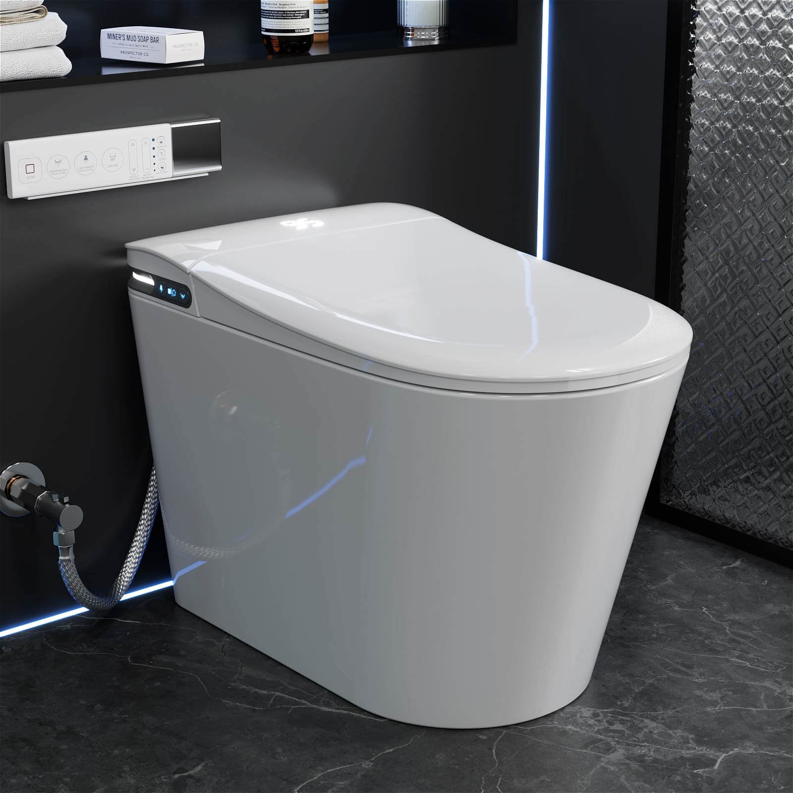 High Tech Tankless Smart Toilet with Bidet, Heated Seats, Aroma Diffusion Function