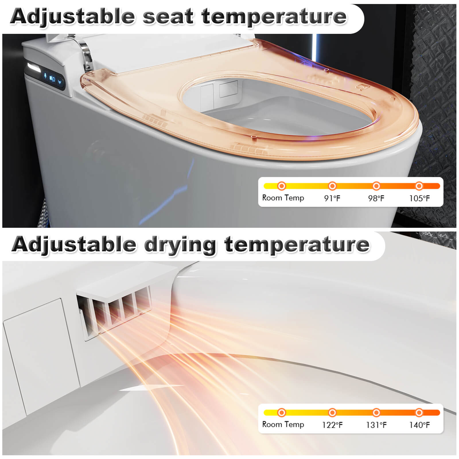 High Tech Tankless Smart Toilet with Bidet, Heated Seats, Aroma Diffusion Function