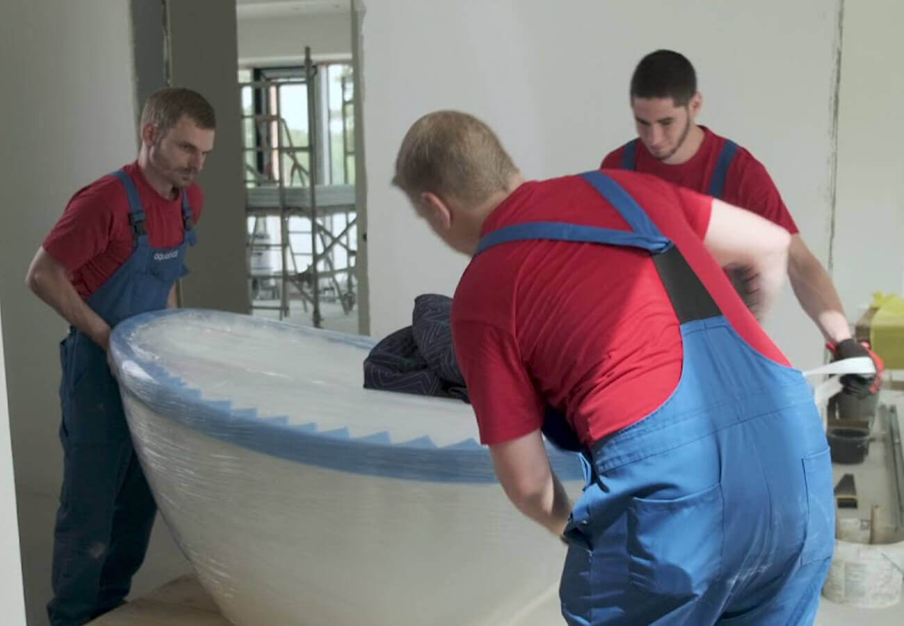 It might take three strong men to carry the bathtub when moving.