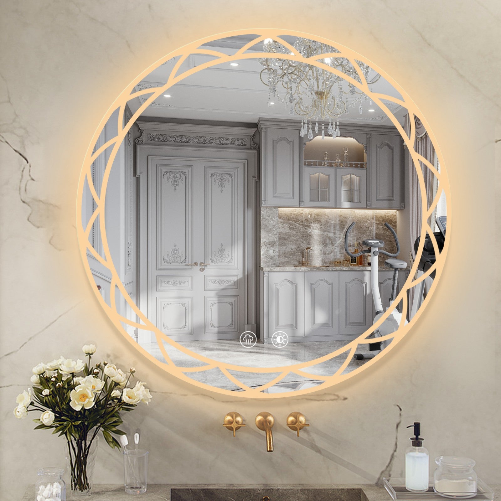 LED Round Bathroom Mirror with Adjustable Color Temperatures