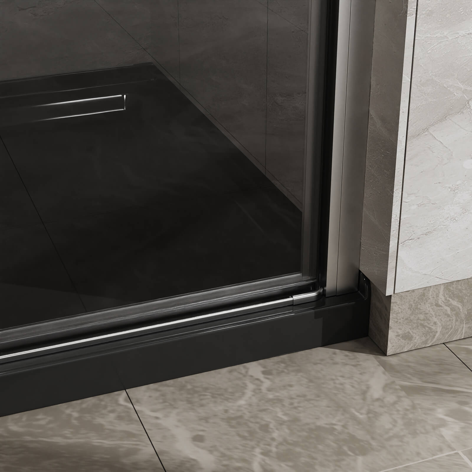 34"-35.2" x 72" Chrome Pivot Shower Door Kit with Tempered Glass and Acrylic Shower Pan