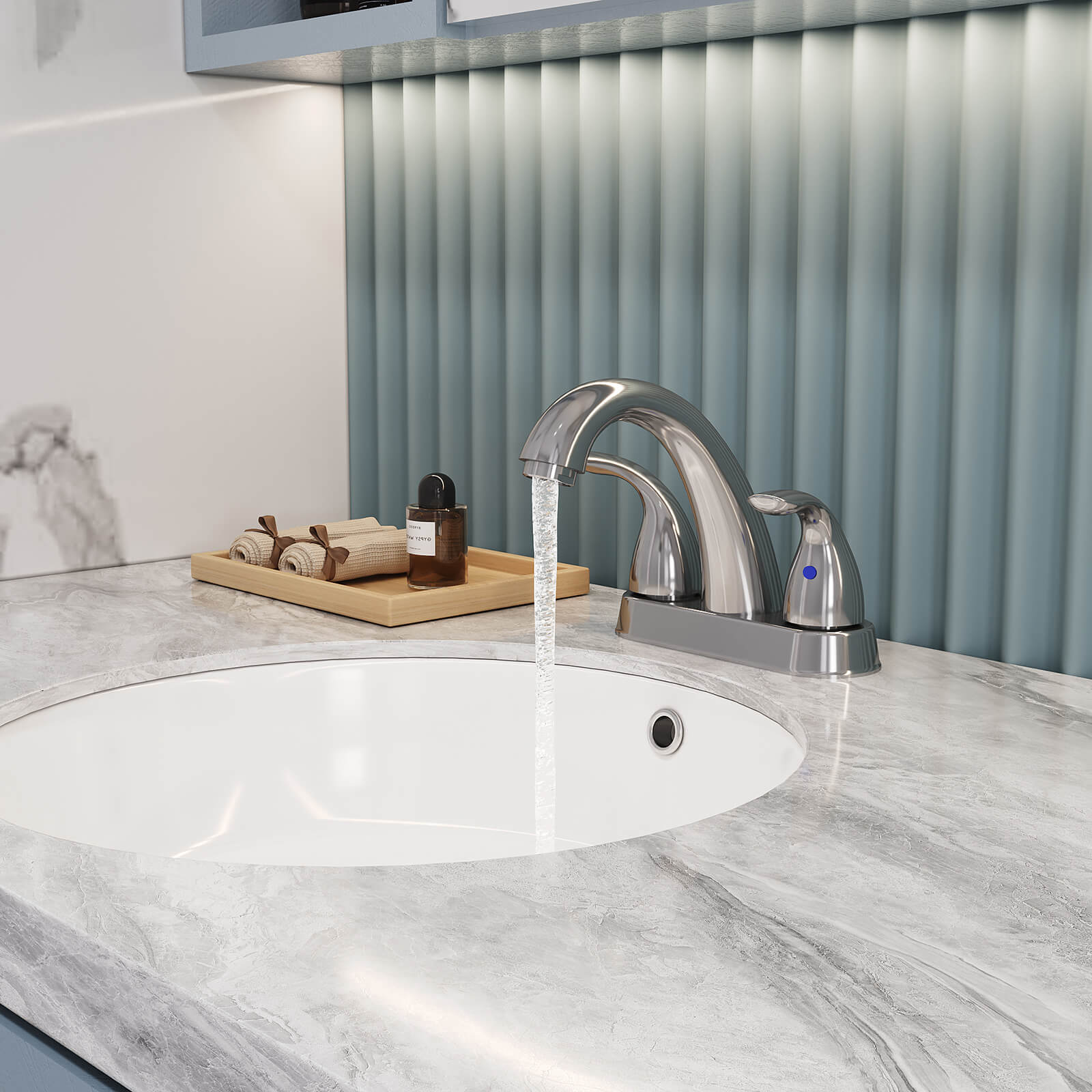 Low Arc Chrome Bathroom Sink Center Faucet