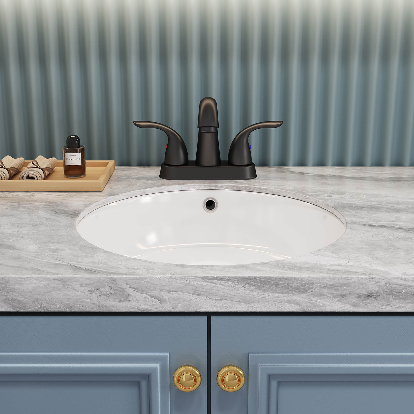 Low Arc Matte Black Bathroom Sink Center Faucet