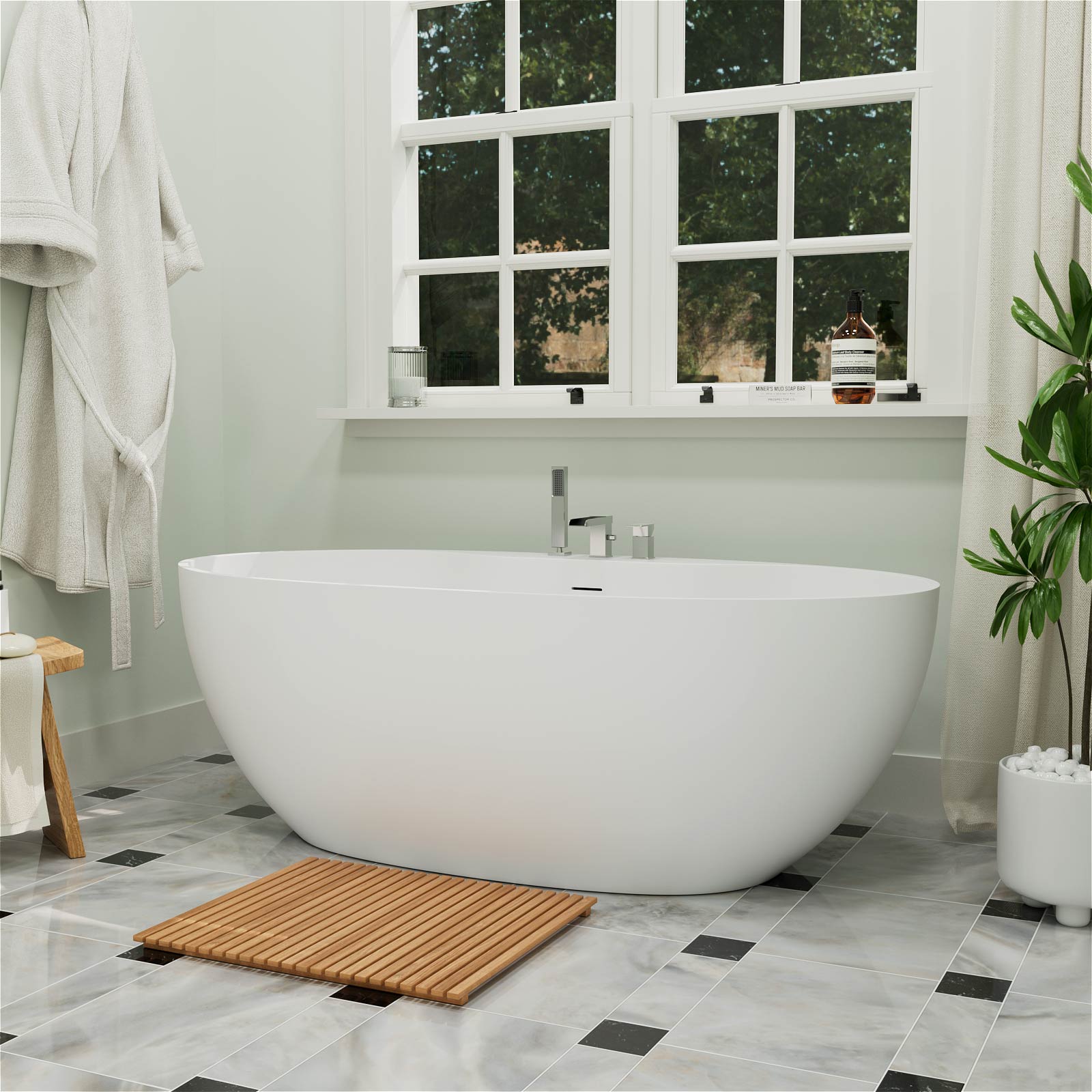 Luxury bathtub made of durable solid surface stone resin