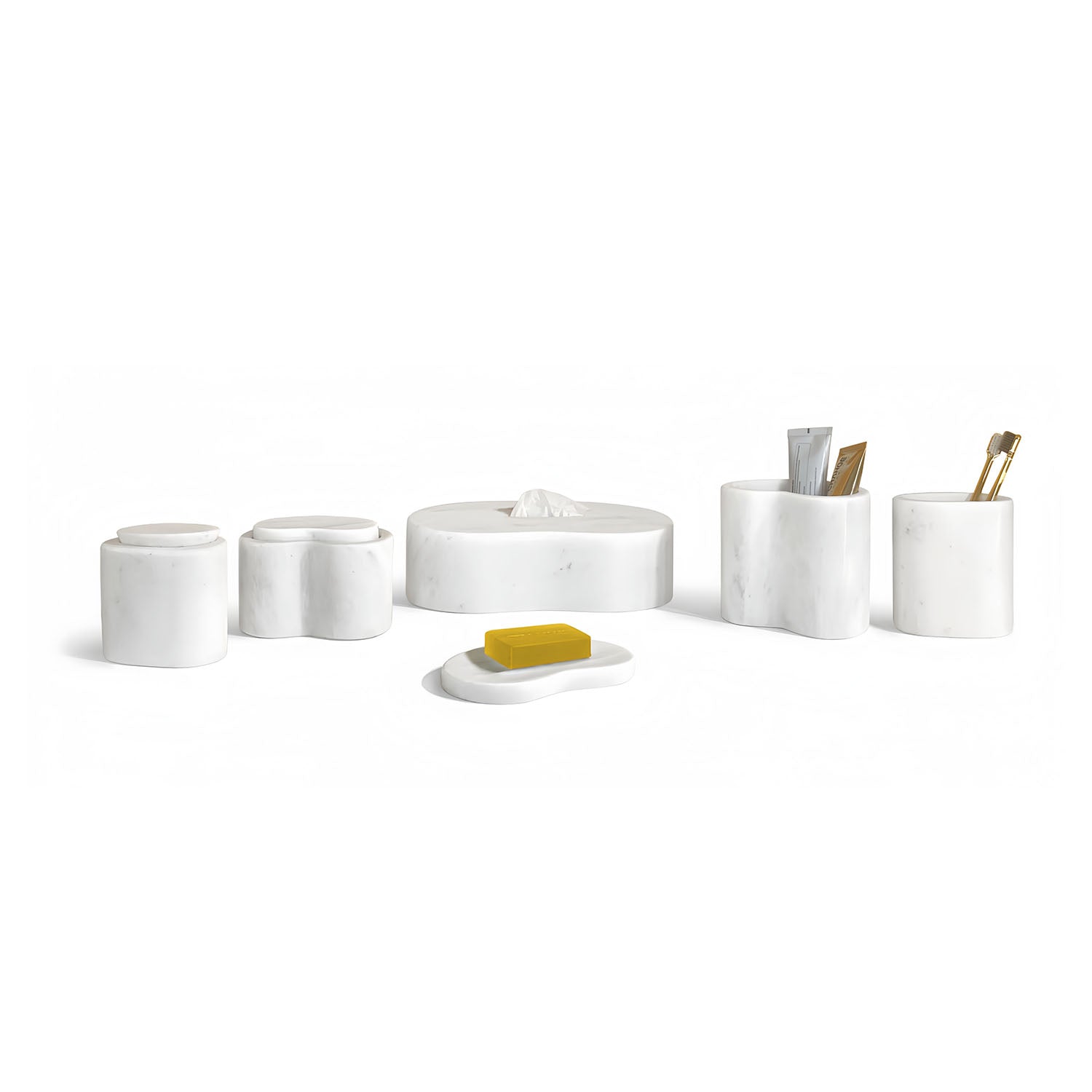 Luxury bathroom vanity set made from natural white marble stone