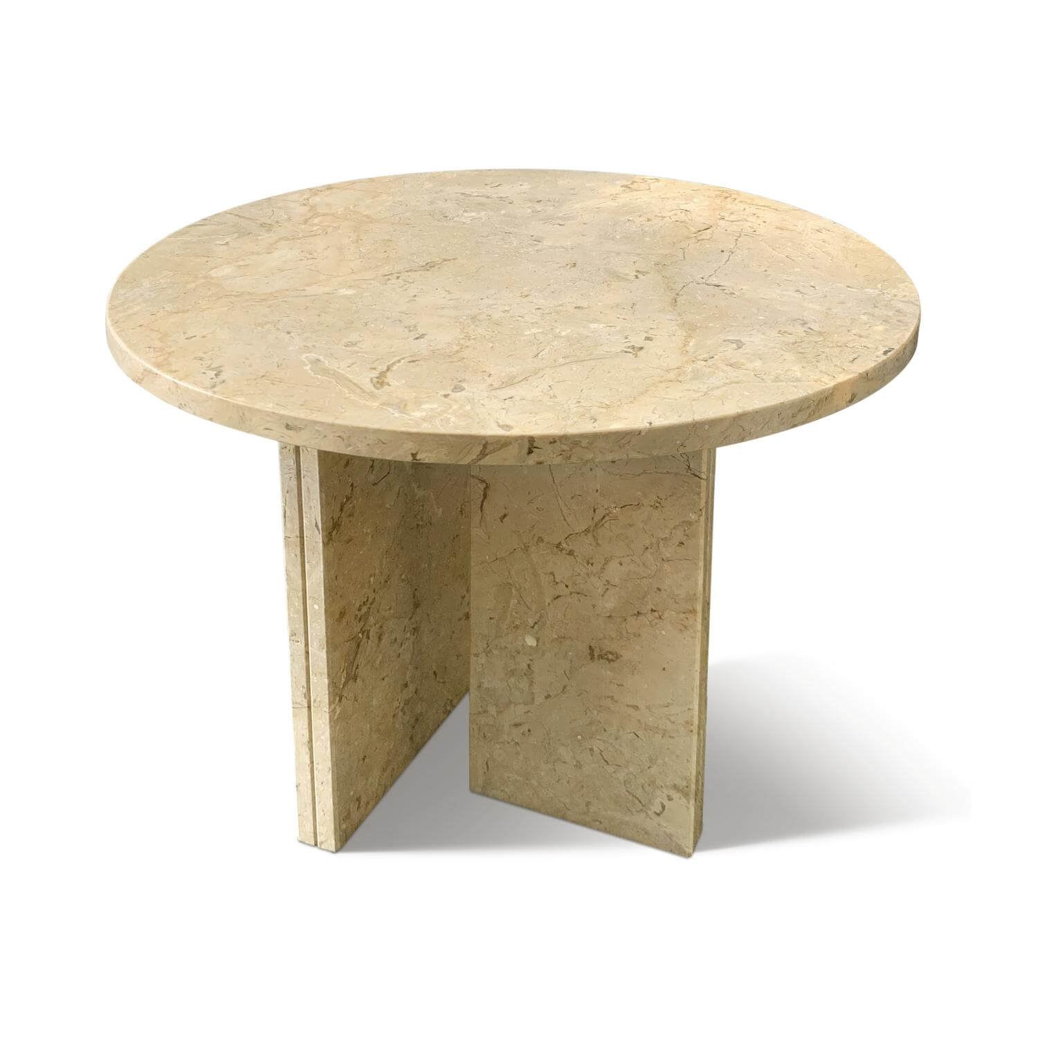 18" Modern Round Beige Natural Marble Side Table for Bathroom and Livingroom