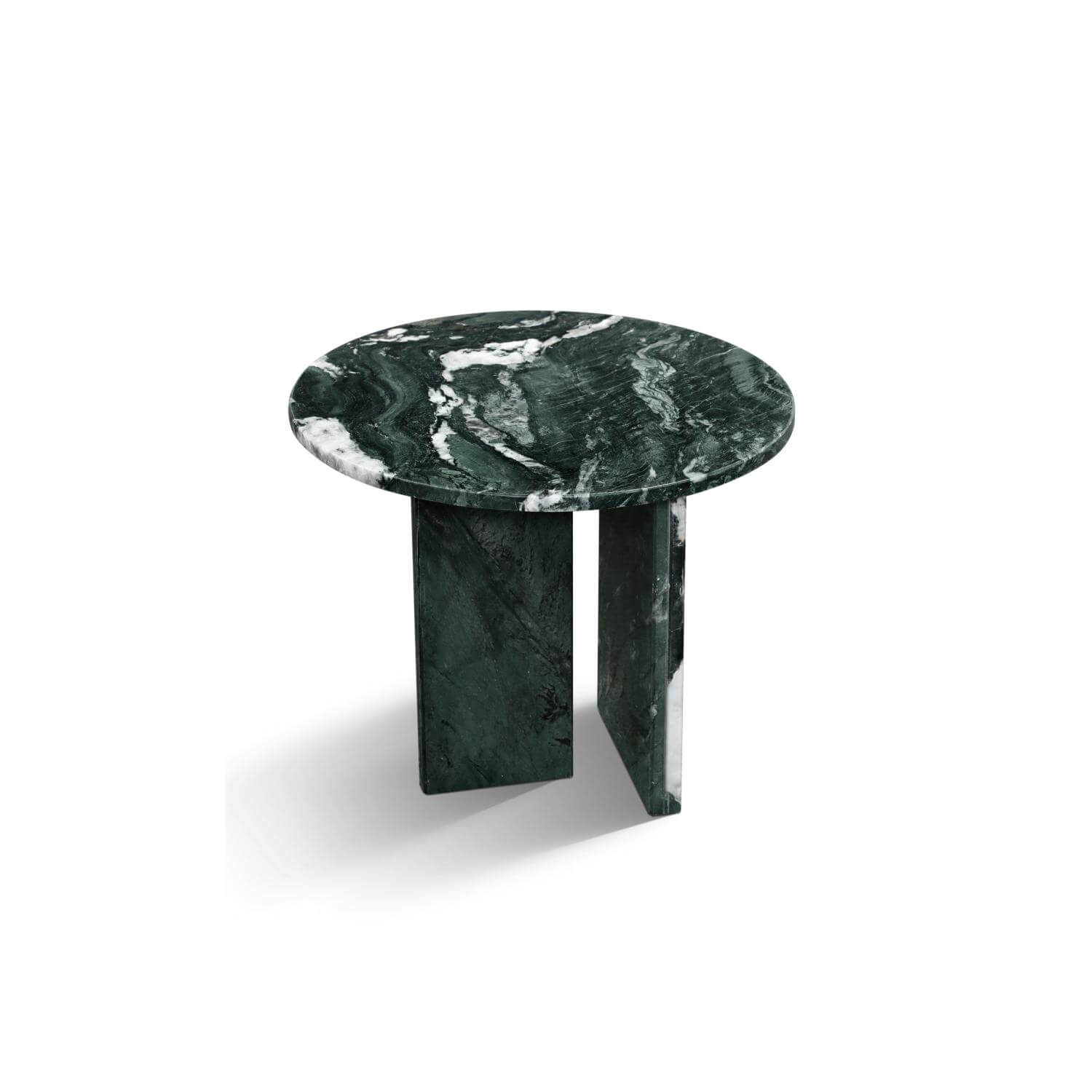 18" Modern Round Green Natural Marble Side Table for Bathroom and Livingroom