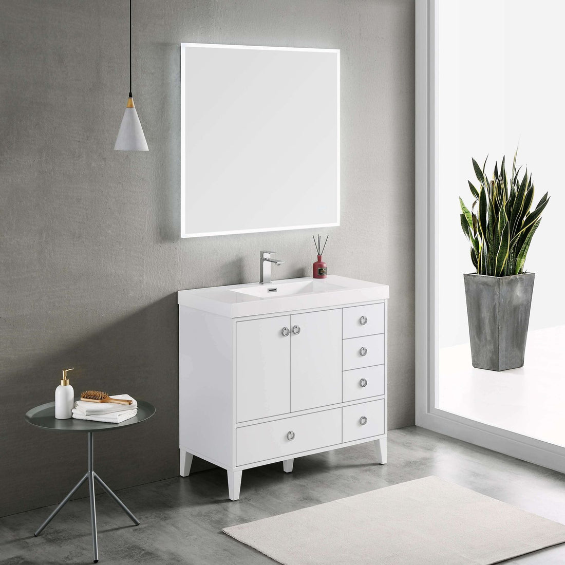 Lyon 36" Freestanding Vanity 2 Doors 5 Drawers