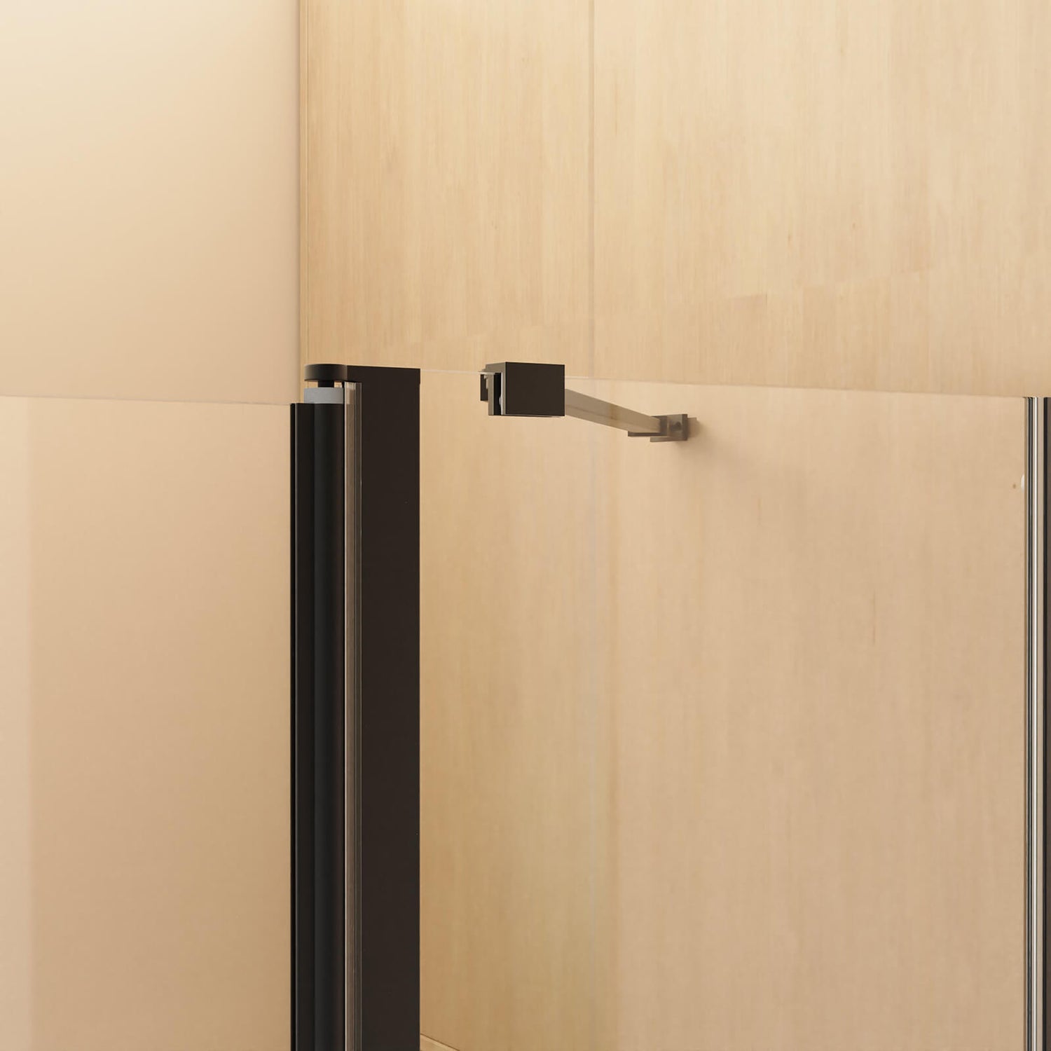 Matte black pivot bathtub shower door with clear tempered glass