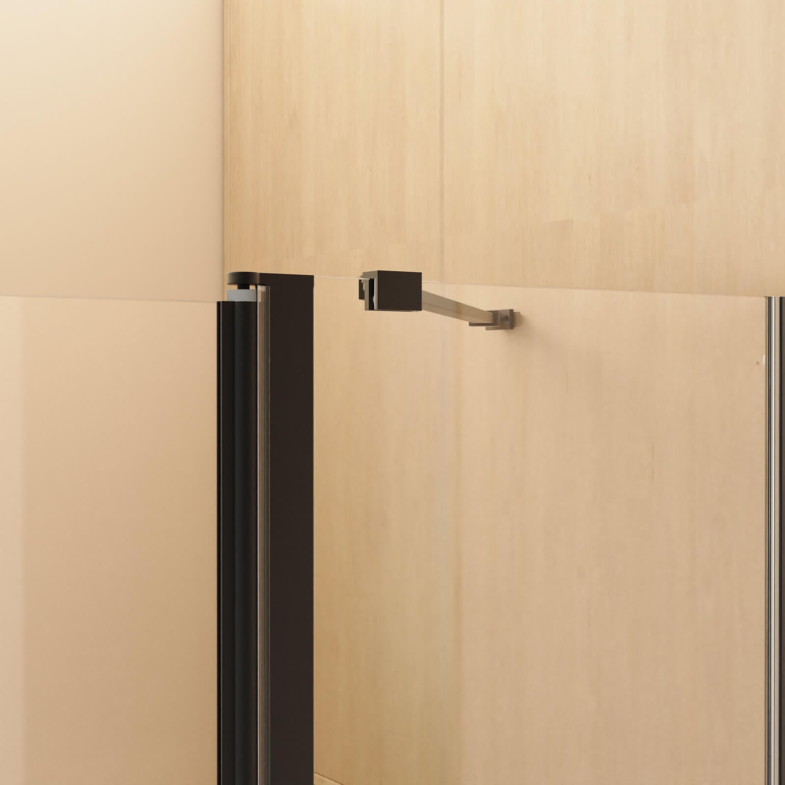 Matte black pivot bathtub shower door with clear tempered glass