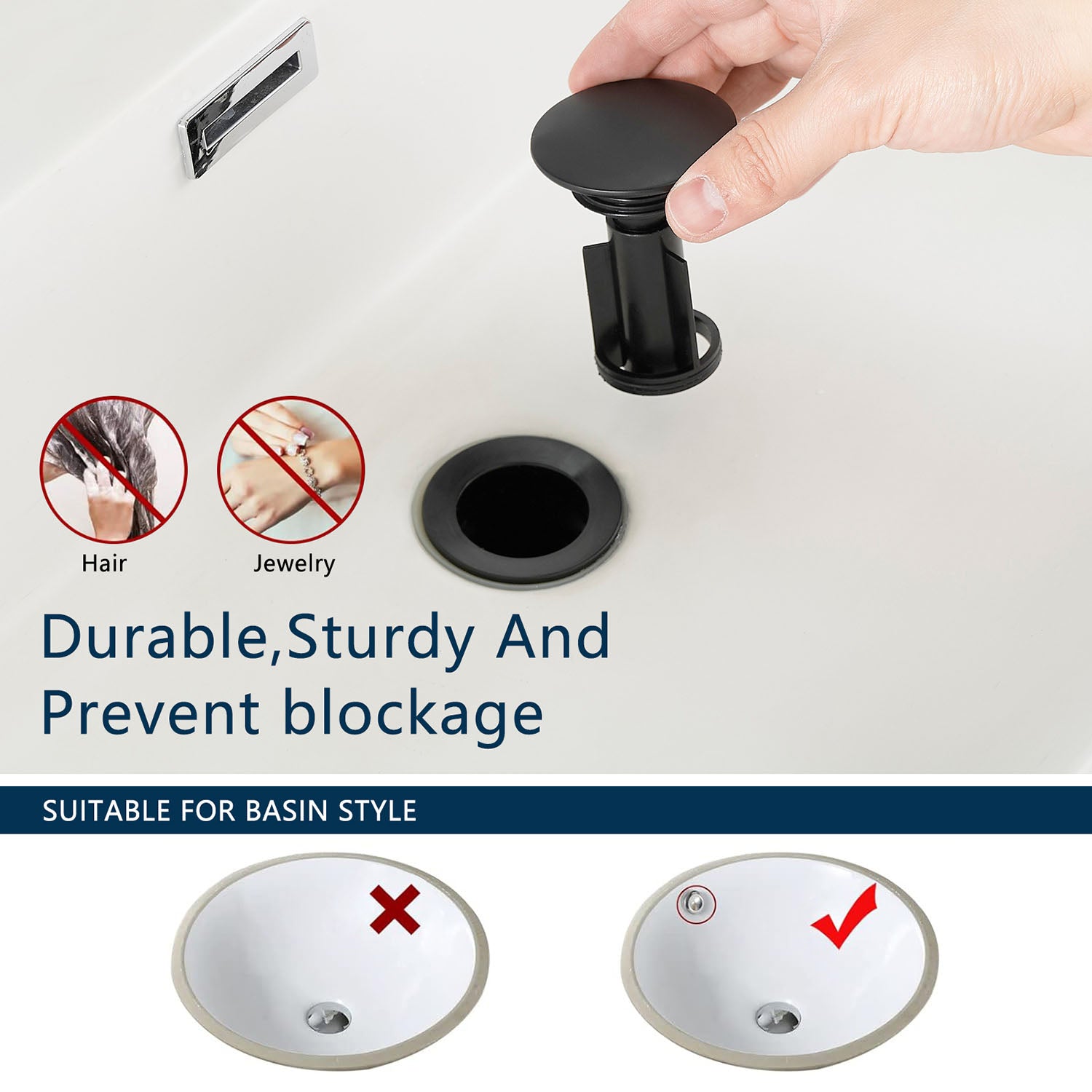 Matte Black Bathroom Faucet with high-quality pop up drain