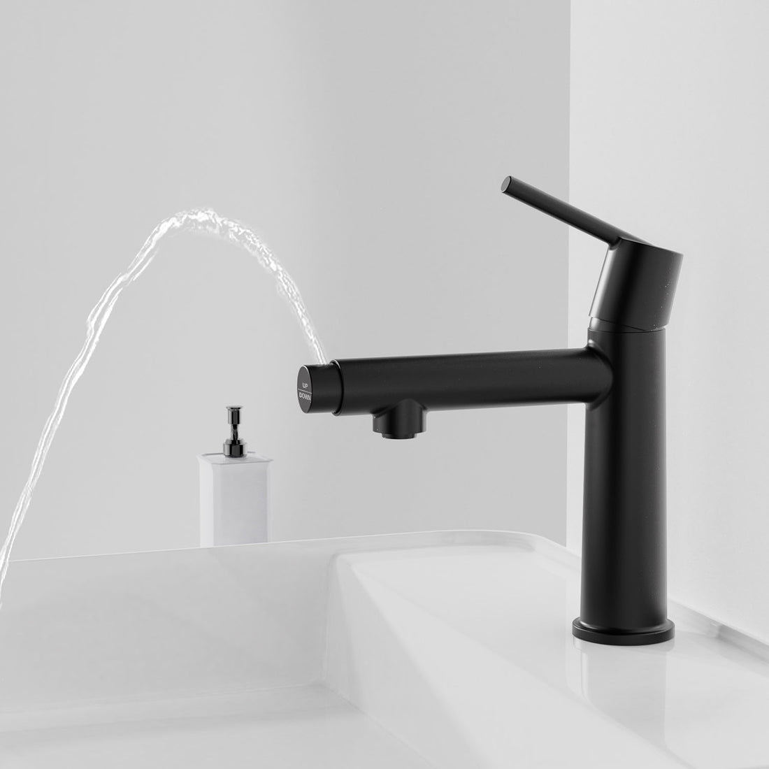 Matte Black Single Handle Bathroom faucet with fountain mode