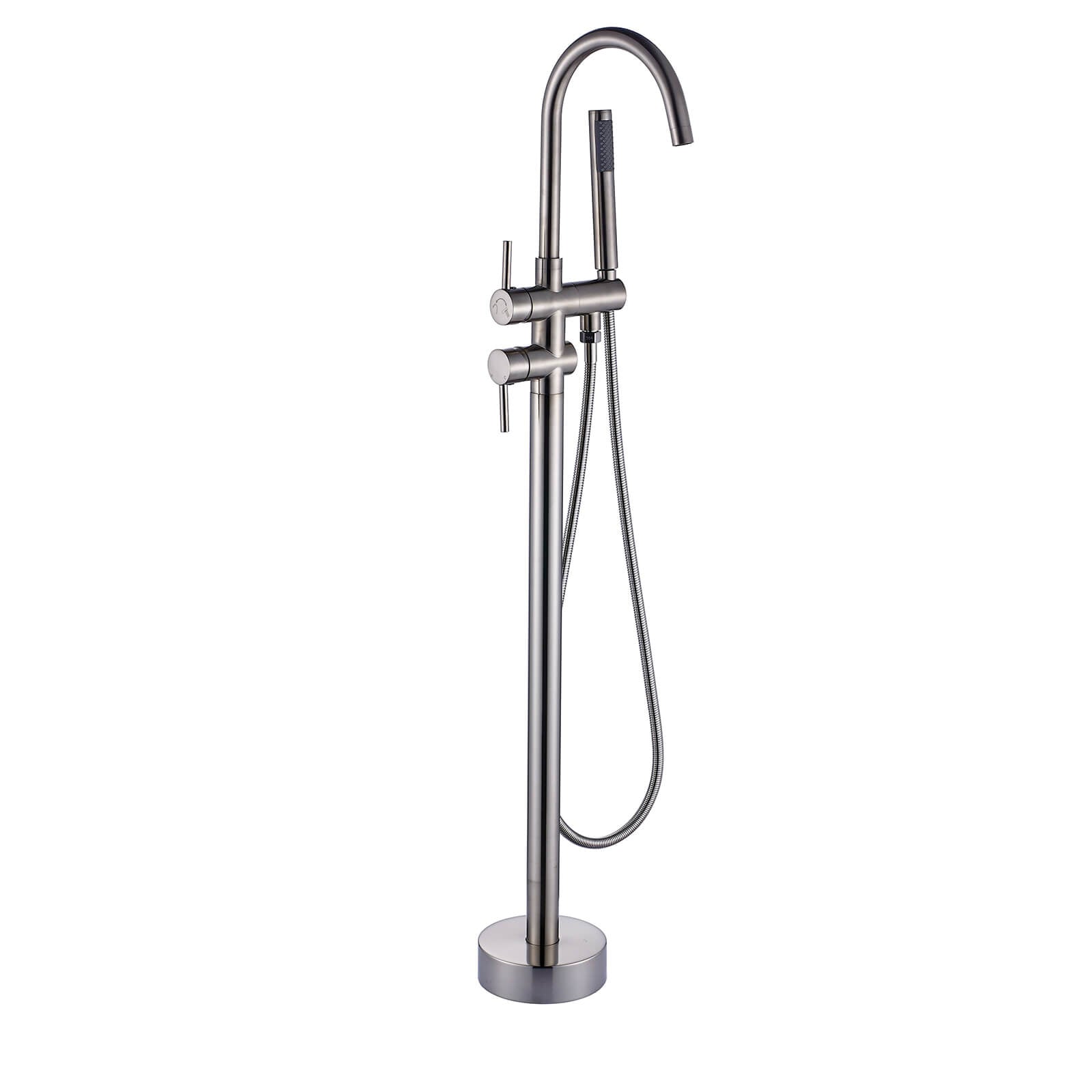 Minimalist dual handle tub faucet with handheld sprayer