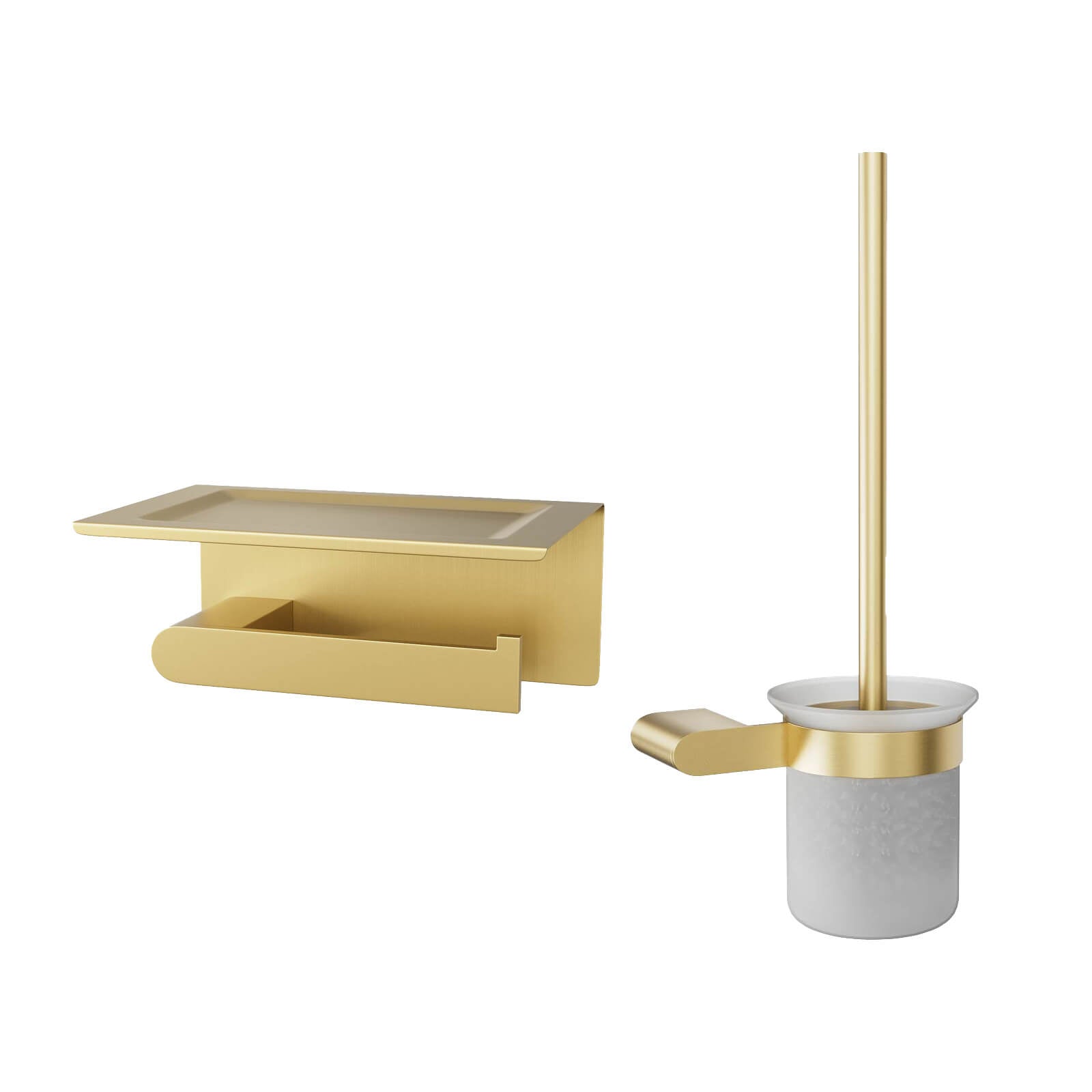 Minimalist toilet brush and tissue holder for modern bathroom decor