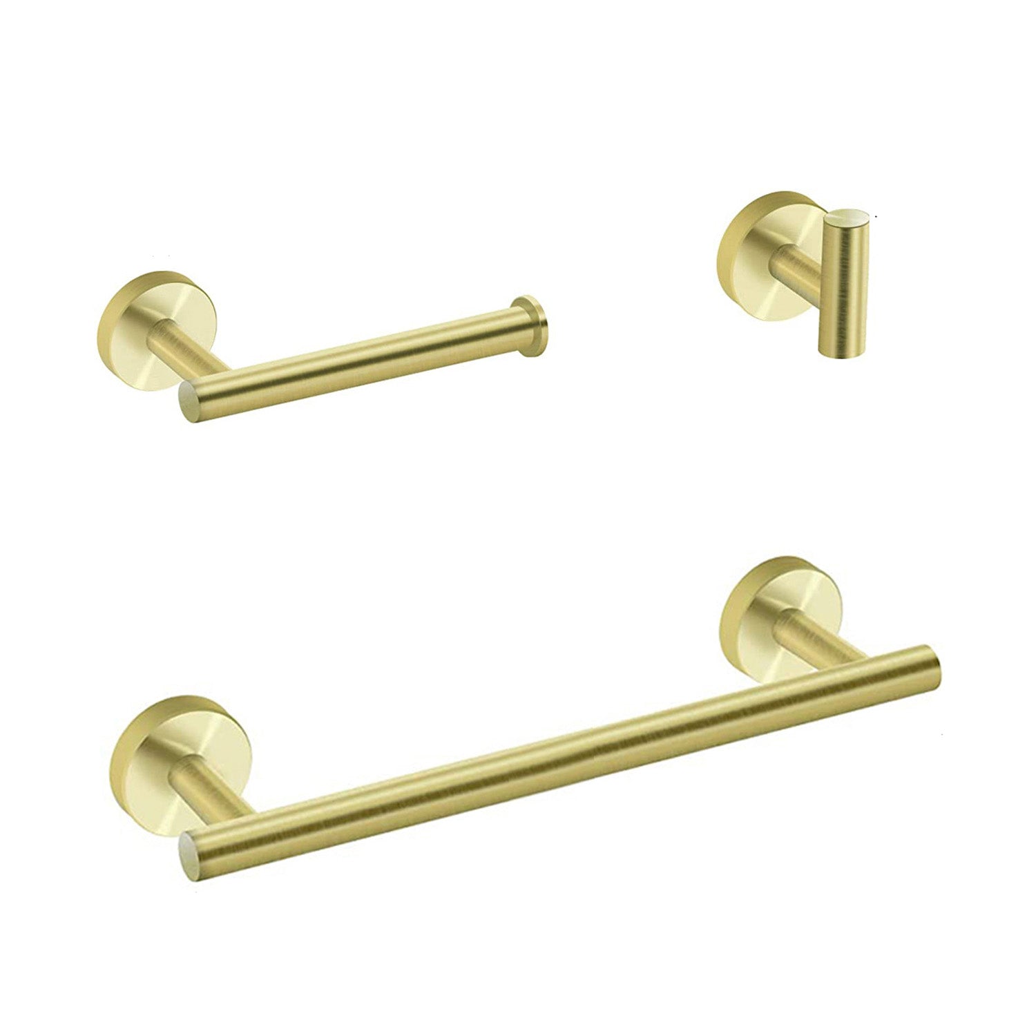 Minimalist 3-Piece Brushed Gold Bathroom Towel Rack Set
