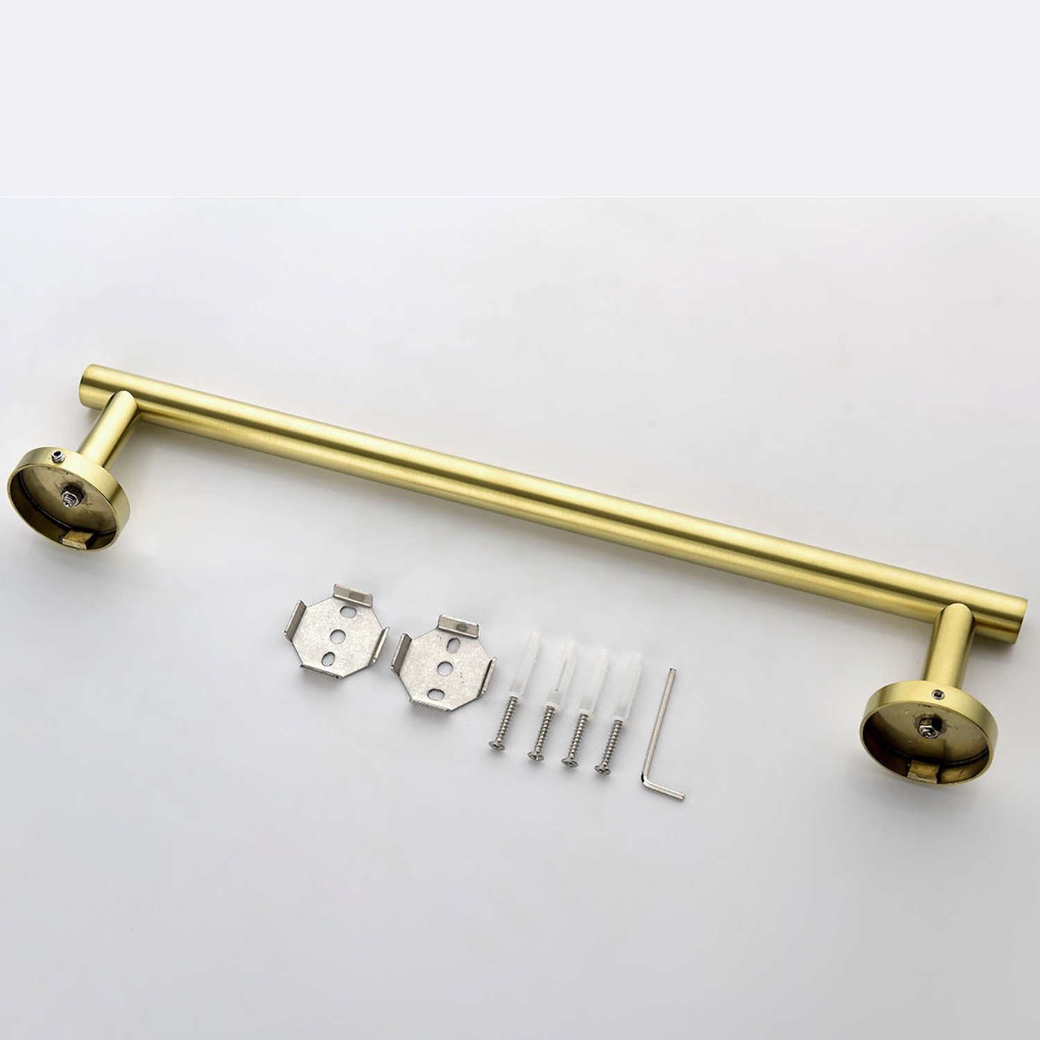 Minimalist Brushed Gold Bathroom towel rack and install fittings