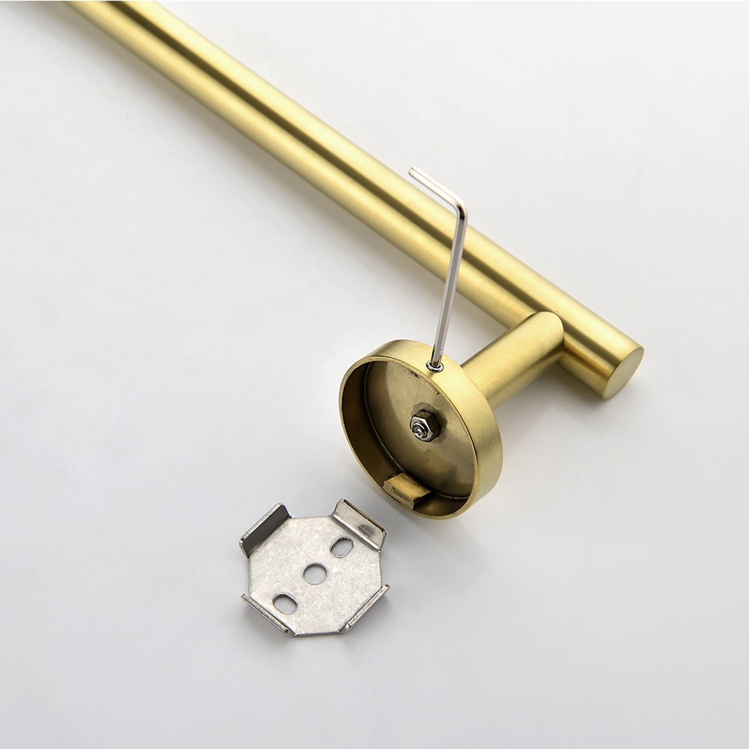 Minimalist Brushed Gold Bathroom towel rack base-Hidden mounting holes