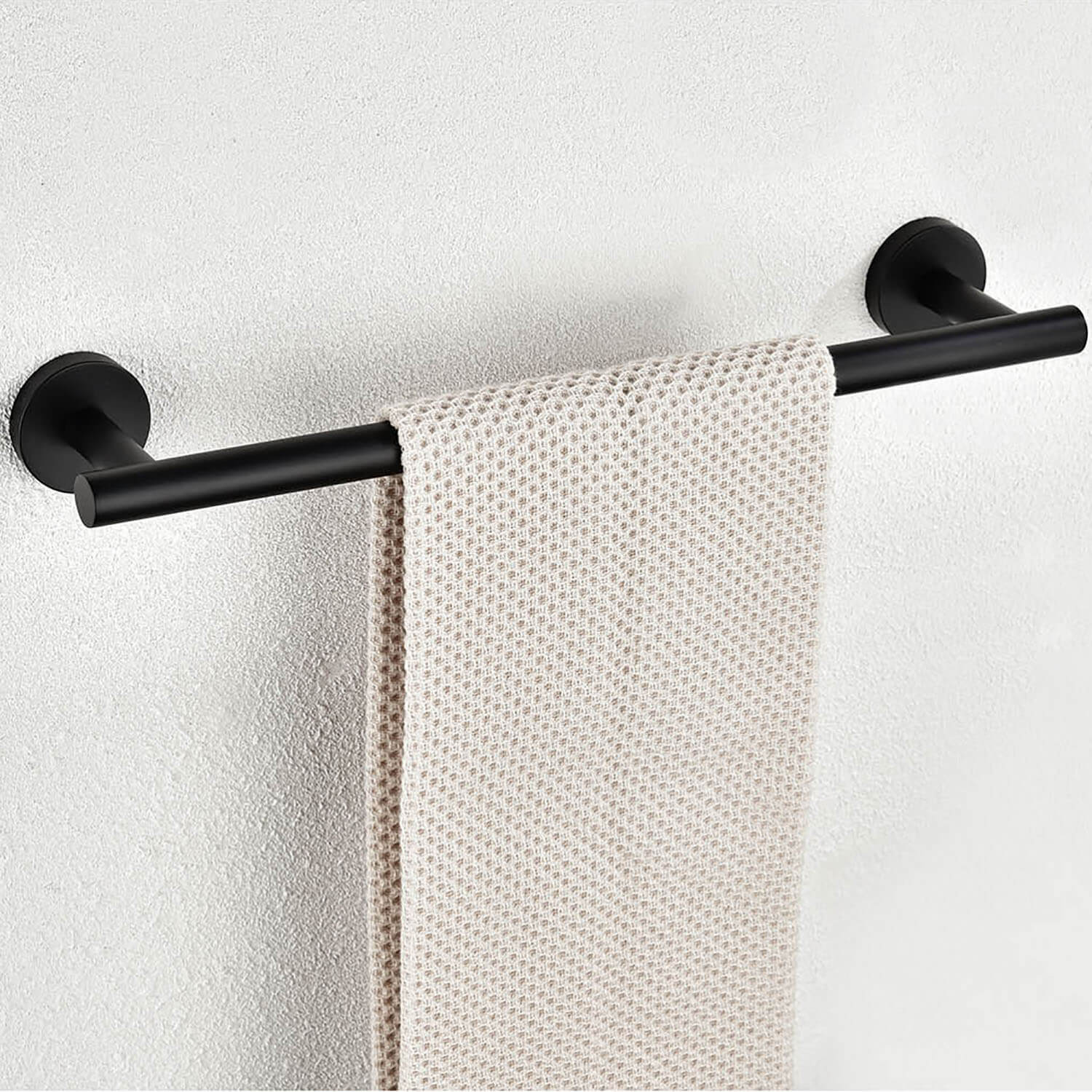 Minimalist Matte Black Bathroom Towel Rack
