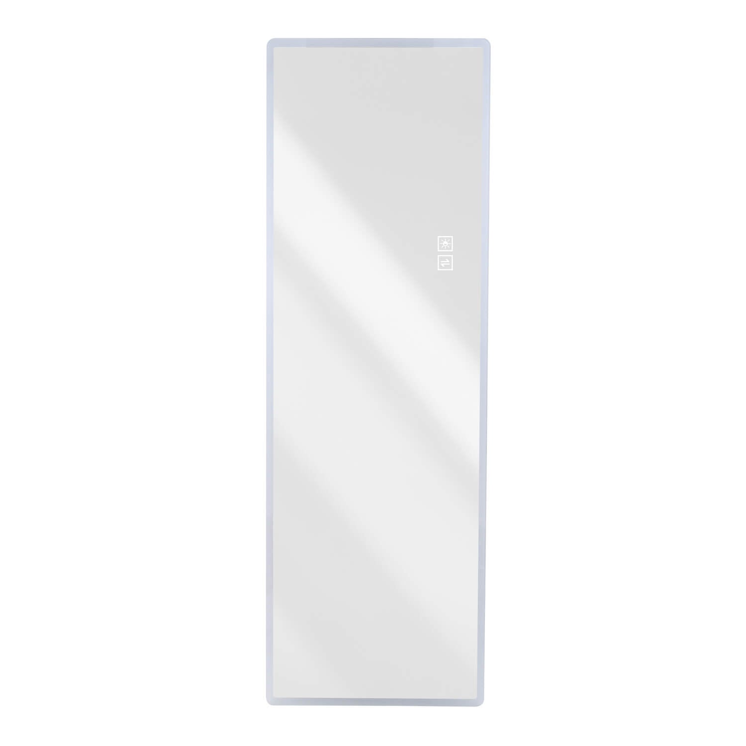 Minimalist slim border full length mirror with touch control icon