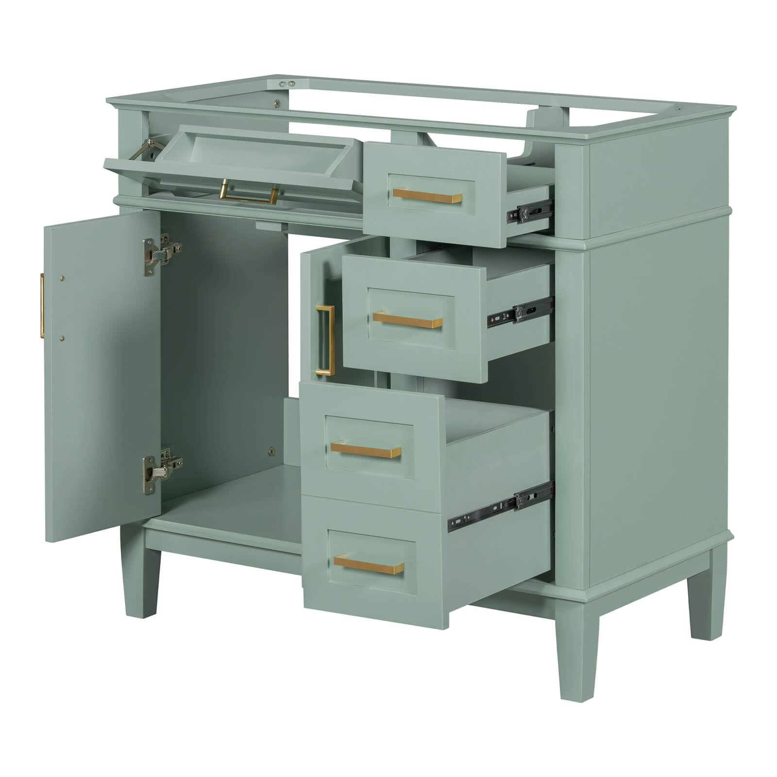 36" Mint Green Solid Wood Bathroom Vanity (Without Tops)