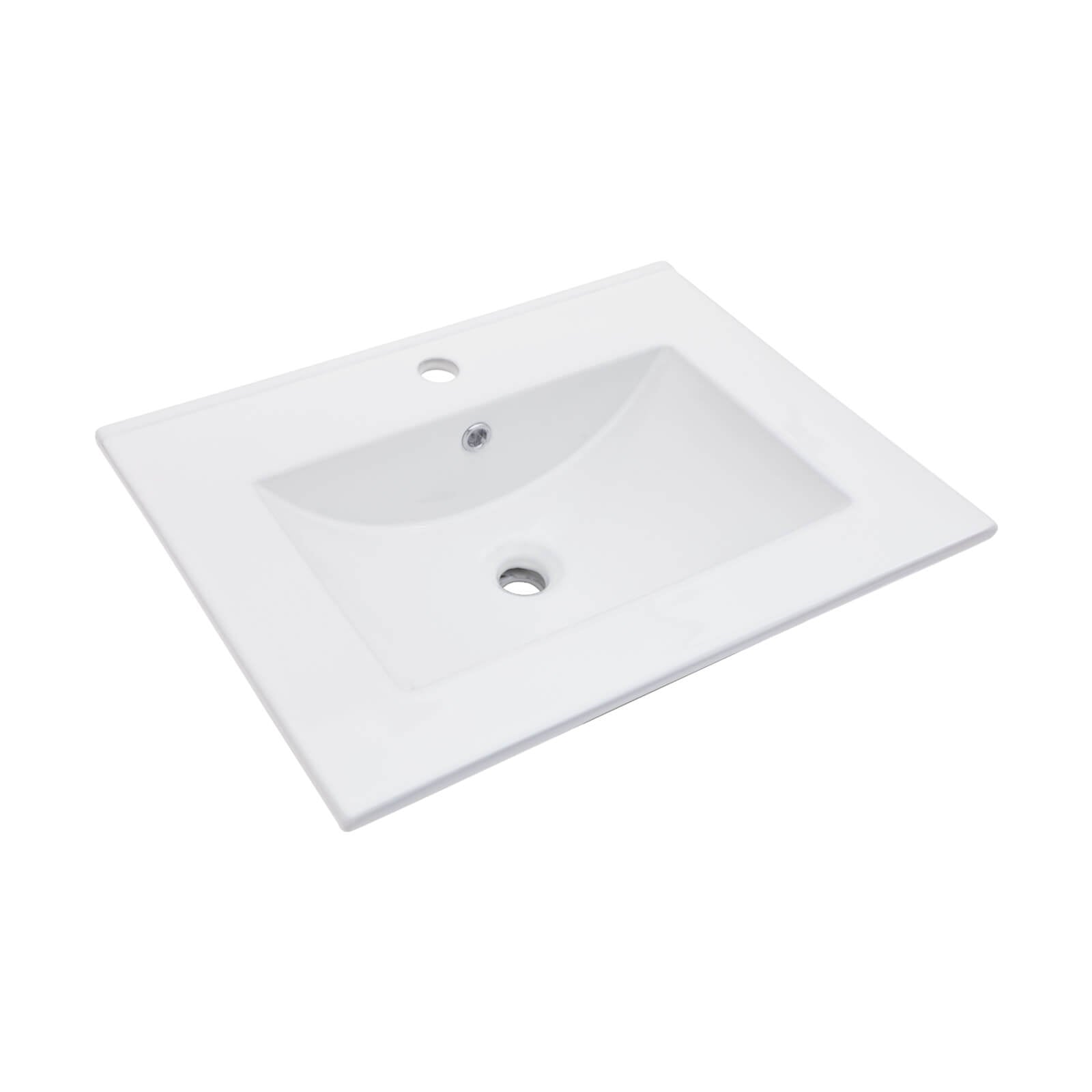 Modern bathroom vanity sink with smooth white ceramic finish