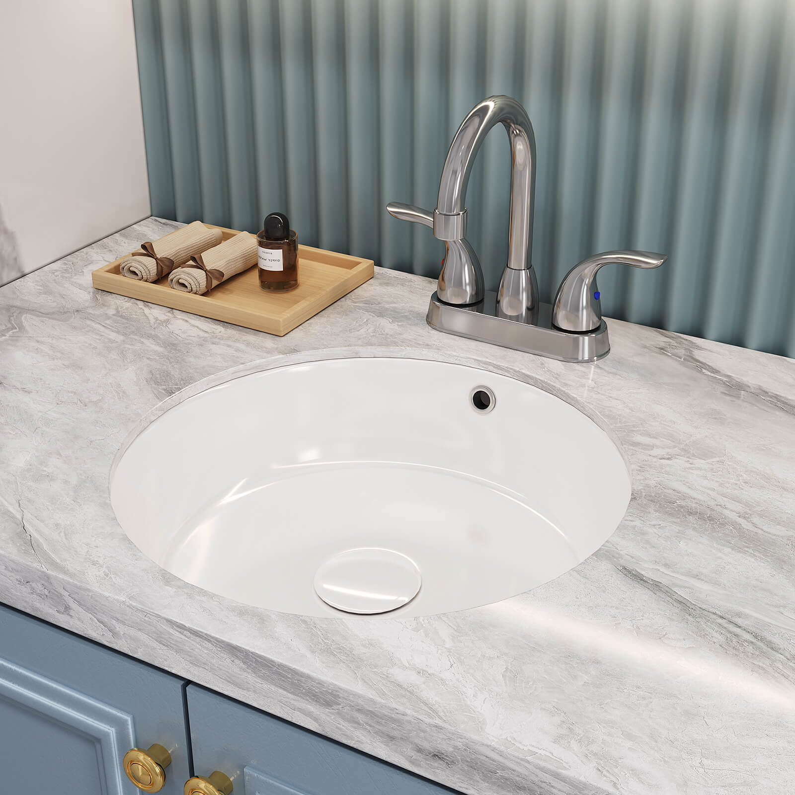 Modern chrome faucet for marble countertop with leak proof ceramic valve