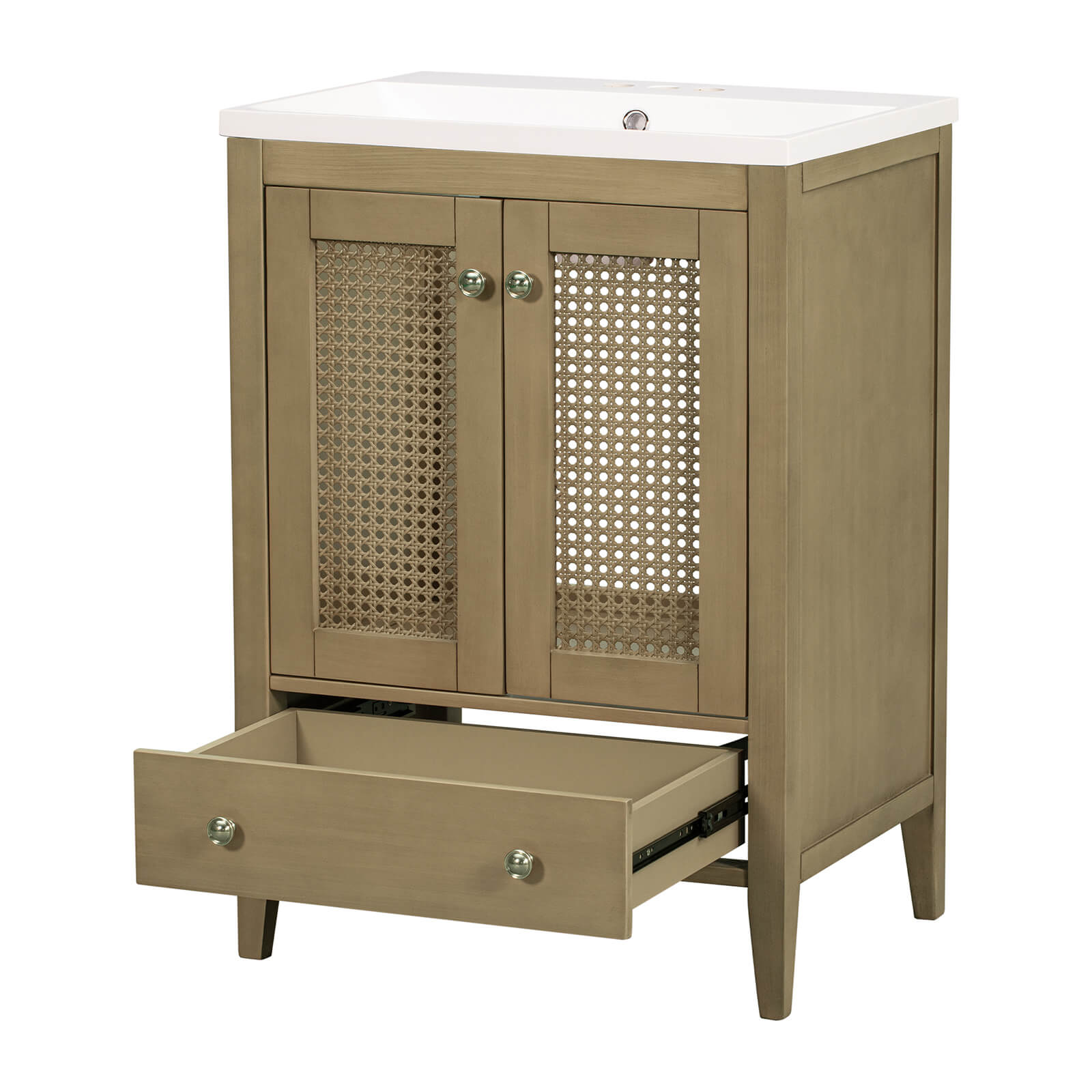 24" Bathroom Vanity with Woven Lattice Doors