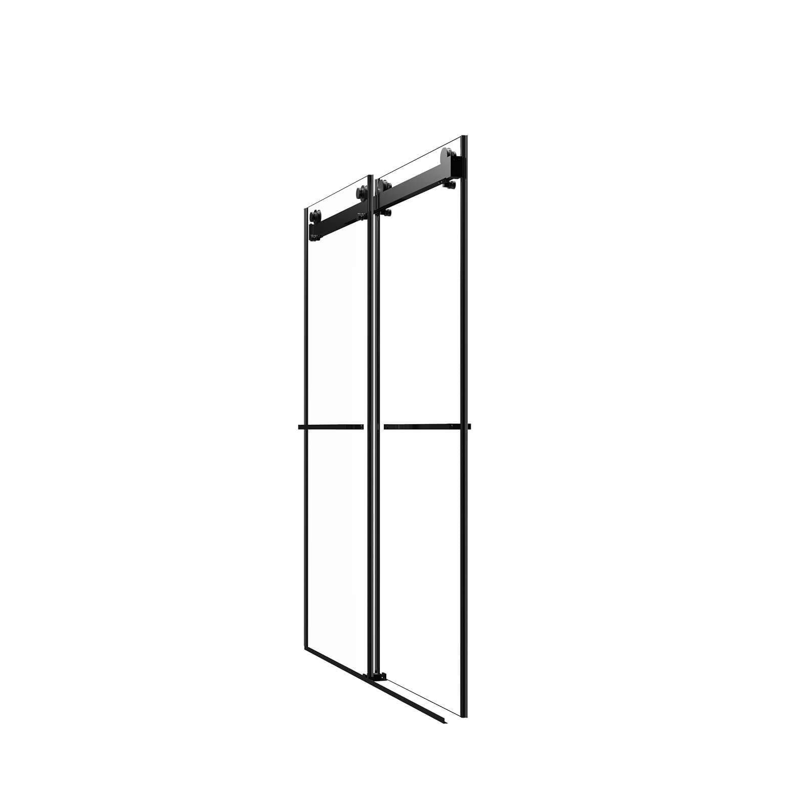 Modern matte black shower door in contemporary bathroom