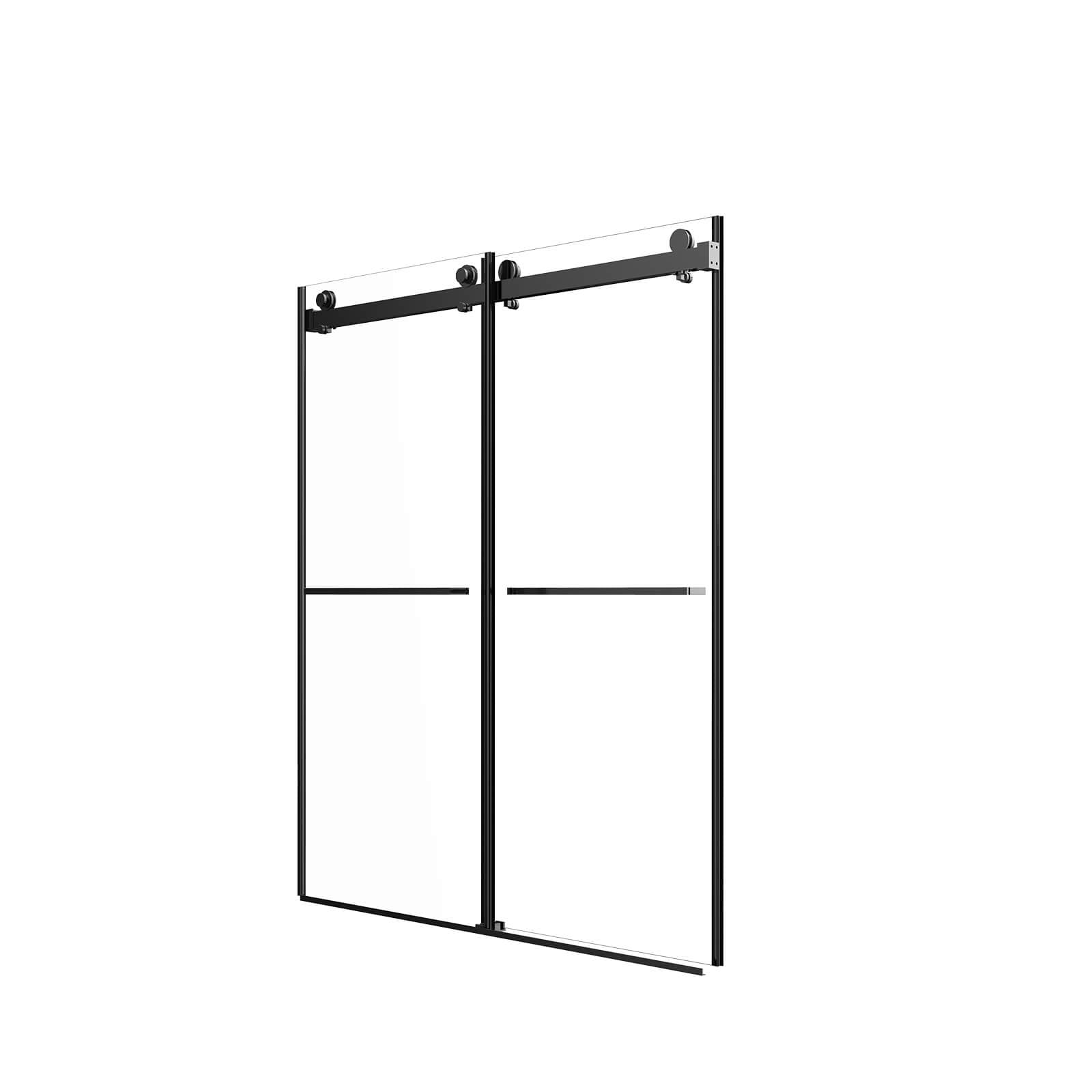 Modern matte black shower door in minimalist bathroom