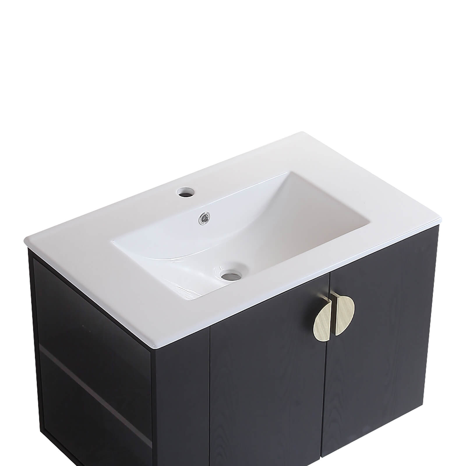 Modern matte black wall mounted vanity with sink